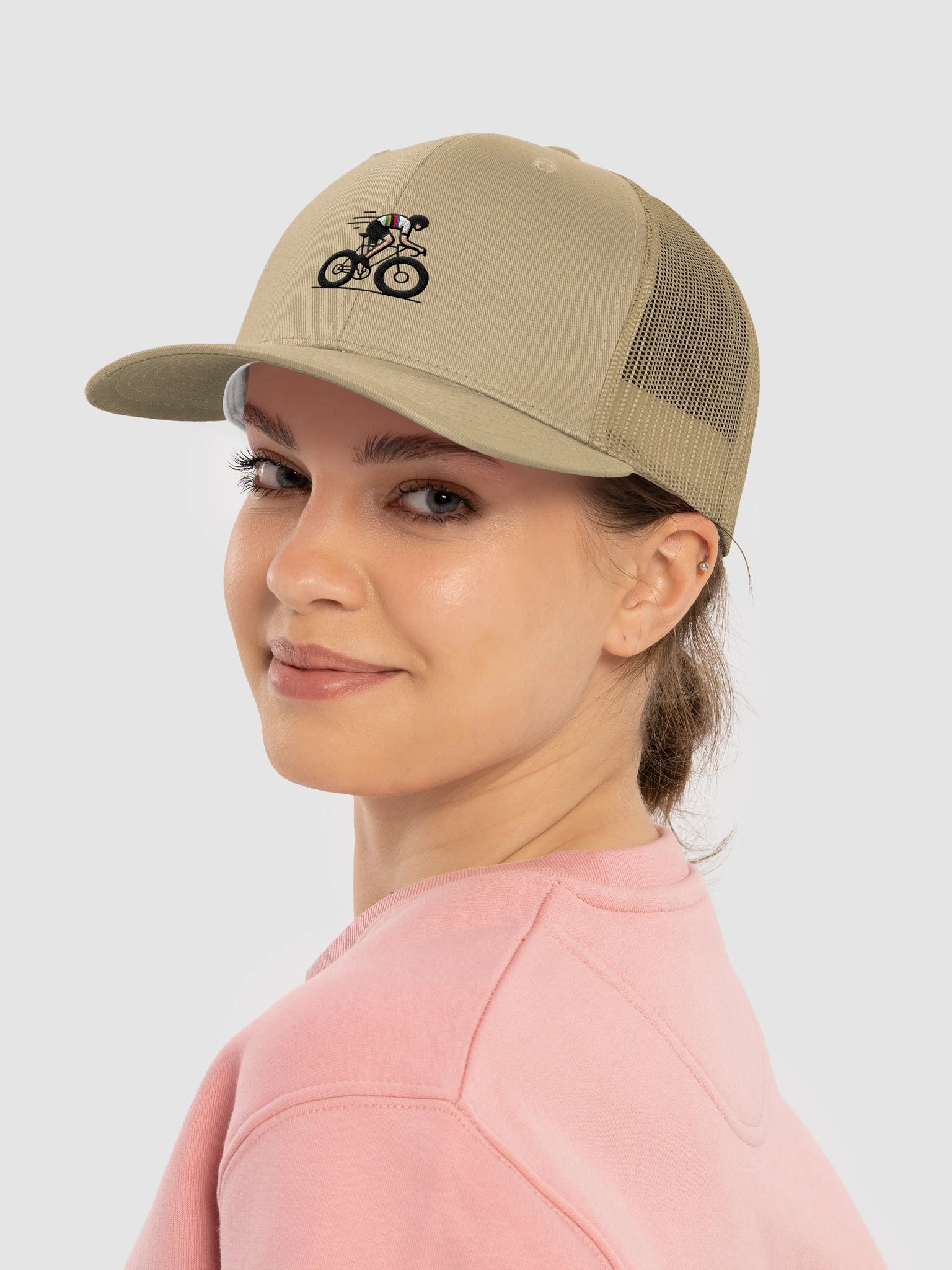 "The Rainbow Jersey Dream" Trucker Cap – World Champion Cyclist Print product image (4)