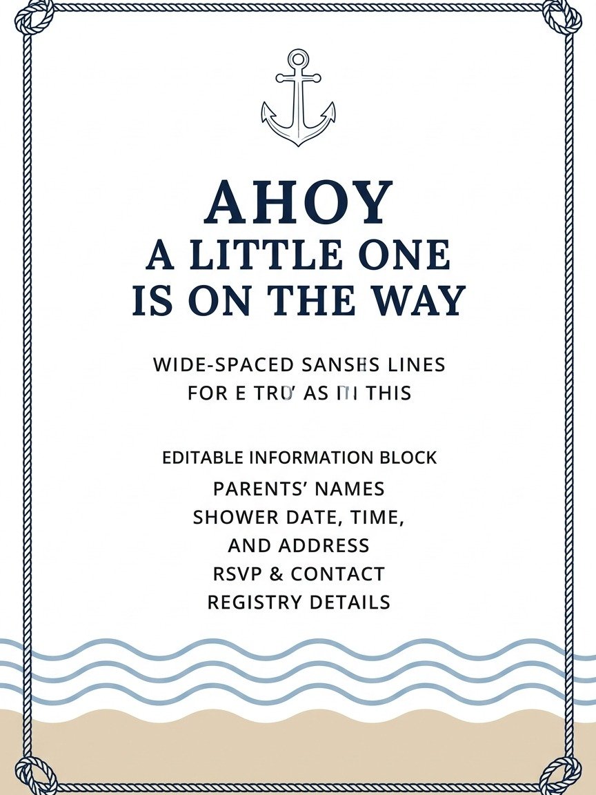 Nautical Baby Shower Invitation Template, Editable Canva Invite, Anchor Coastal Baby Shower Invitation, Printable Digital Download product image (2)