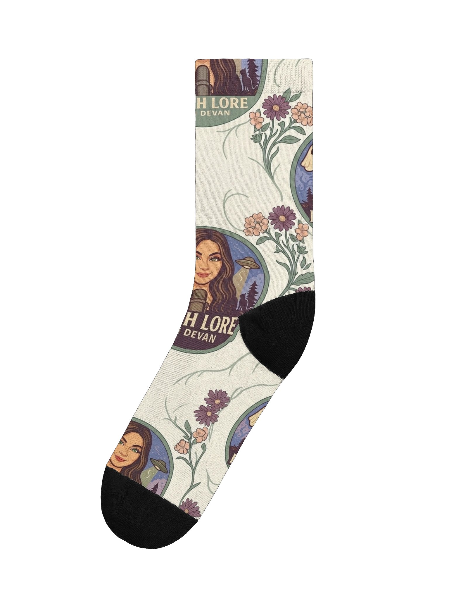PORCH LORE DEVAN CREAM FLORAL SOCKS product image (1)