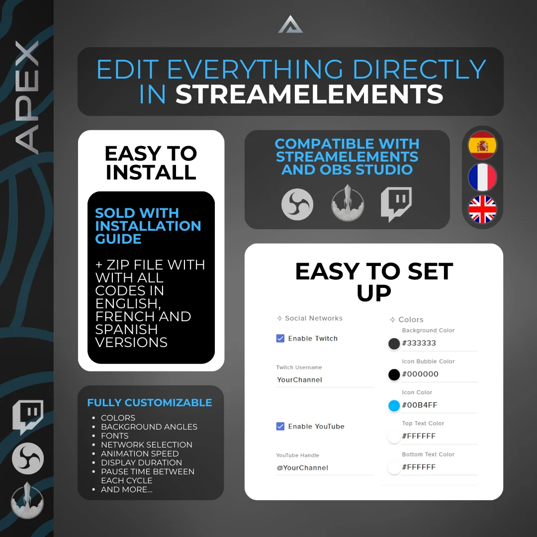 Widget Rotator Réseaux Sociaux Animé Twitch product image (2)