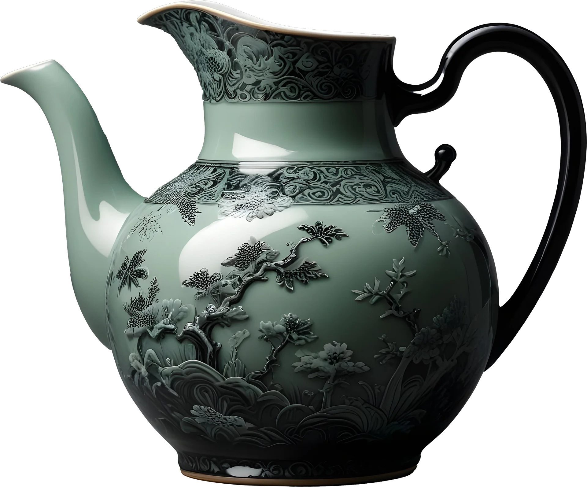 Chinese Green Porcelain Teapot – Zen Garden Elegance PNG product image (1)