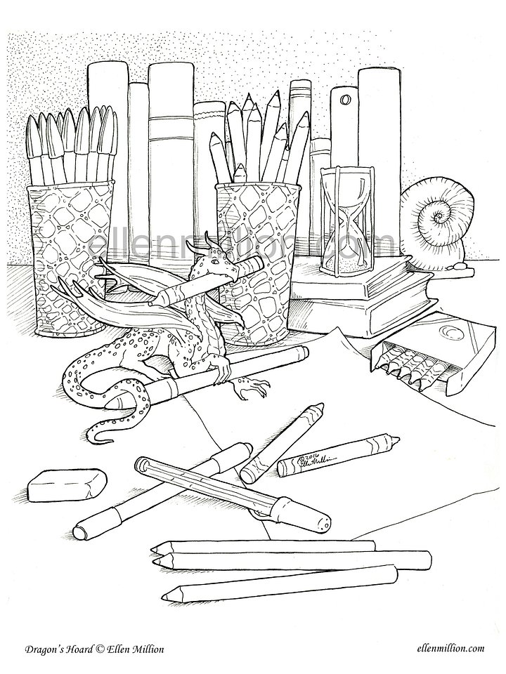 Dragon's Hoard - digital coloring page product image (1)