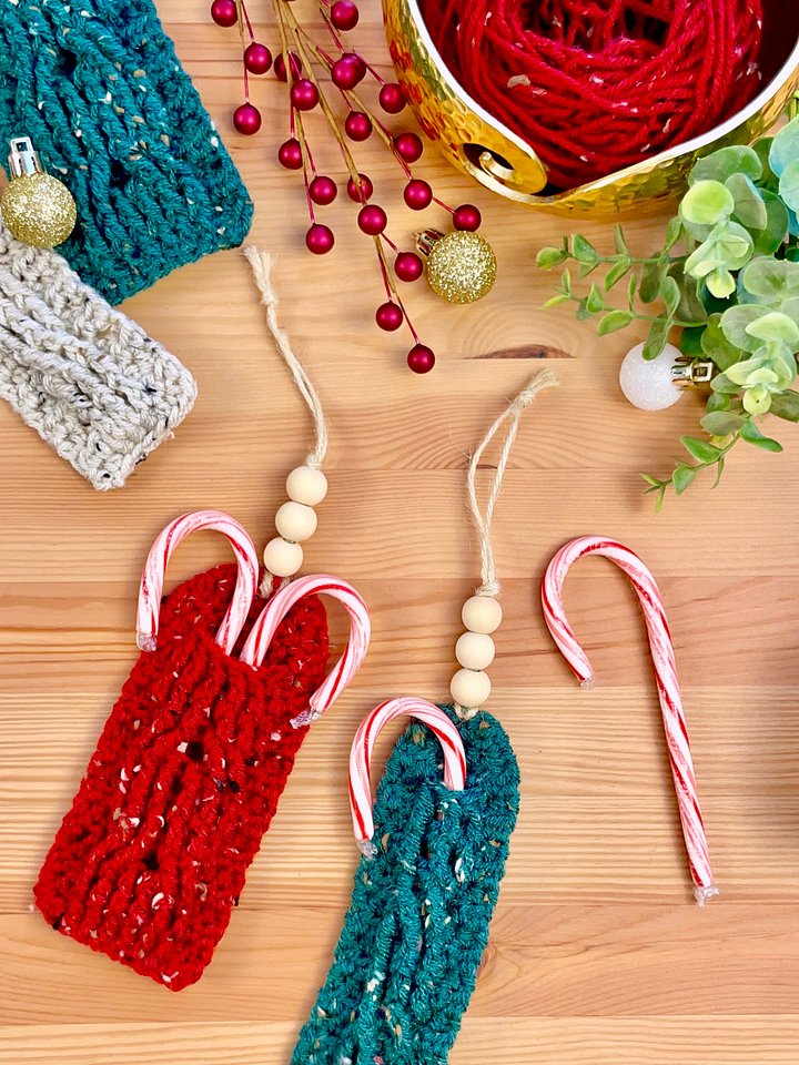 Cable Twist Christmas Candy Cane Holder Crochet Pattern | Instant PDF download with Chart and Photo Tutorial product image (1)