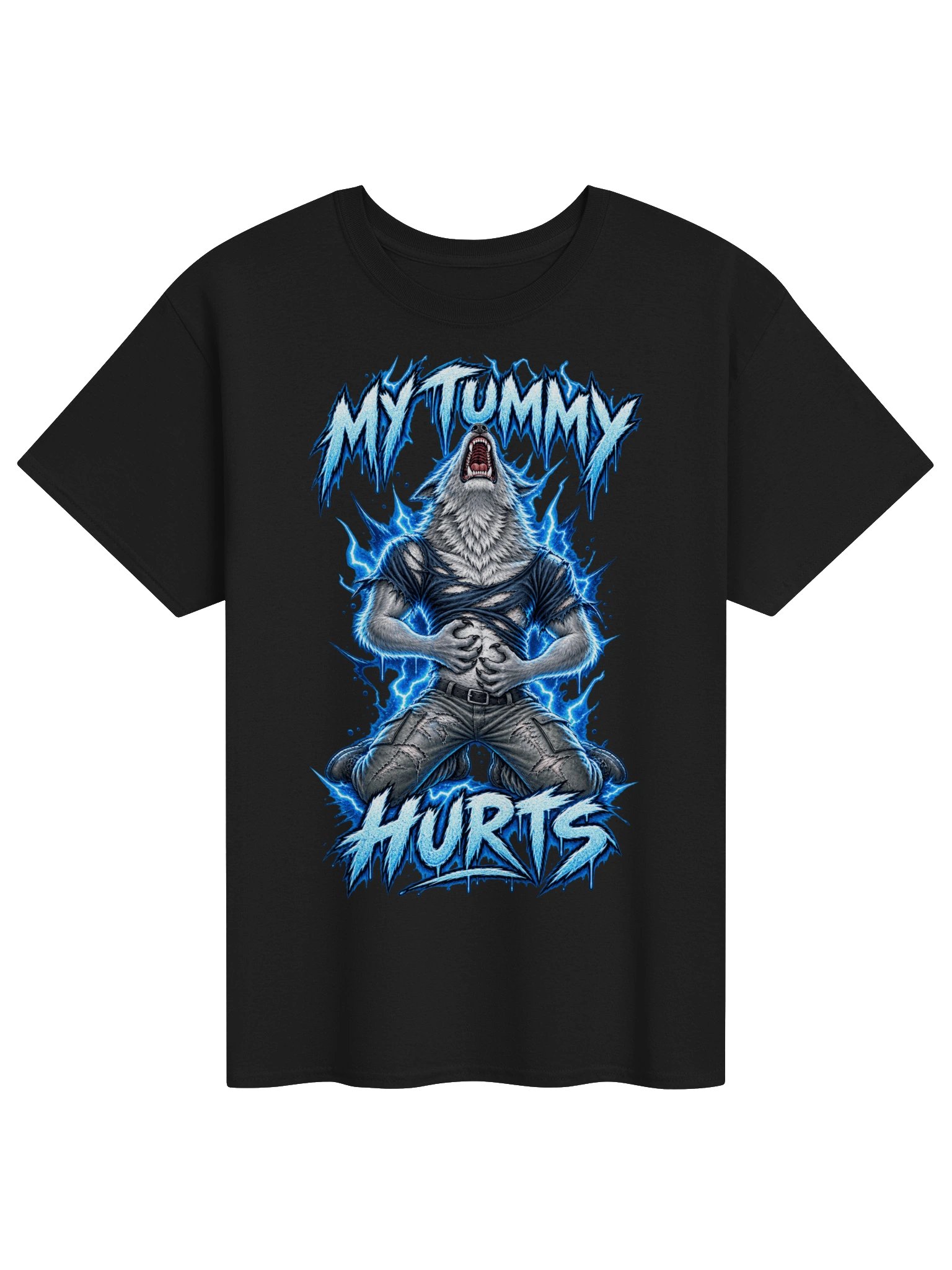 My Tummy Hurts Alpha Wolf Meme T-Shirt, Funny Bootleg Graphic Tee, Ironic Meme Shirt, Gamer Girl Boys Gift product image (1)