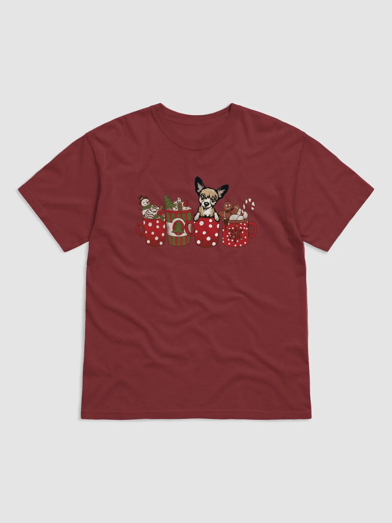 Cute Chihuahua(2) in a Christmas Cup T-Shirt | Funny Christmas Pup in a Cup product image (4)