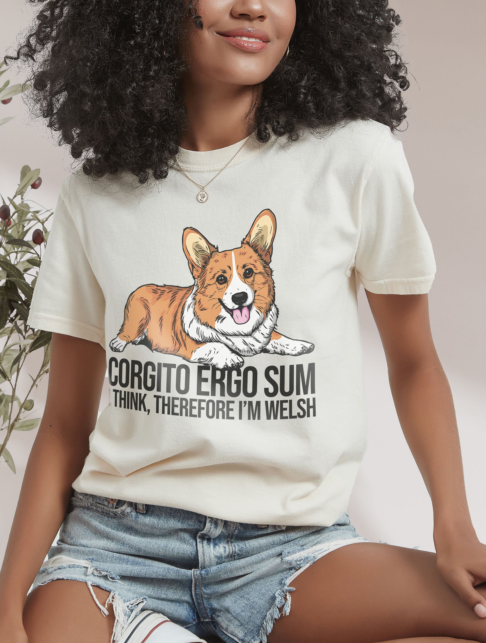 Corgito Ergo Sum T-Shirt of a Pembroke Welsh Corgi | Funny T-Shirt for Herding Dog Paw-rents product image (2)