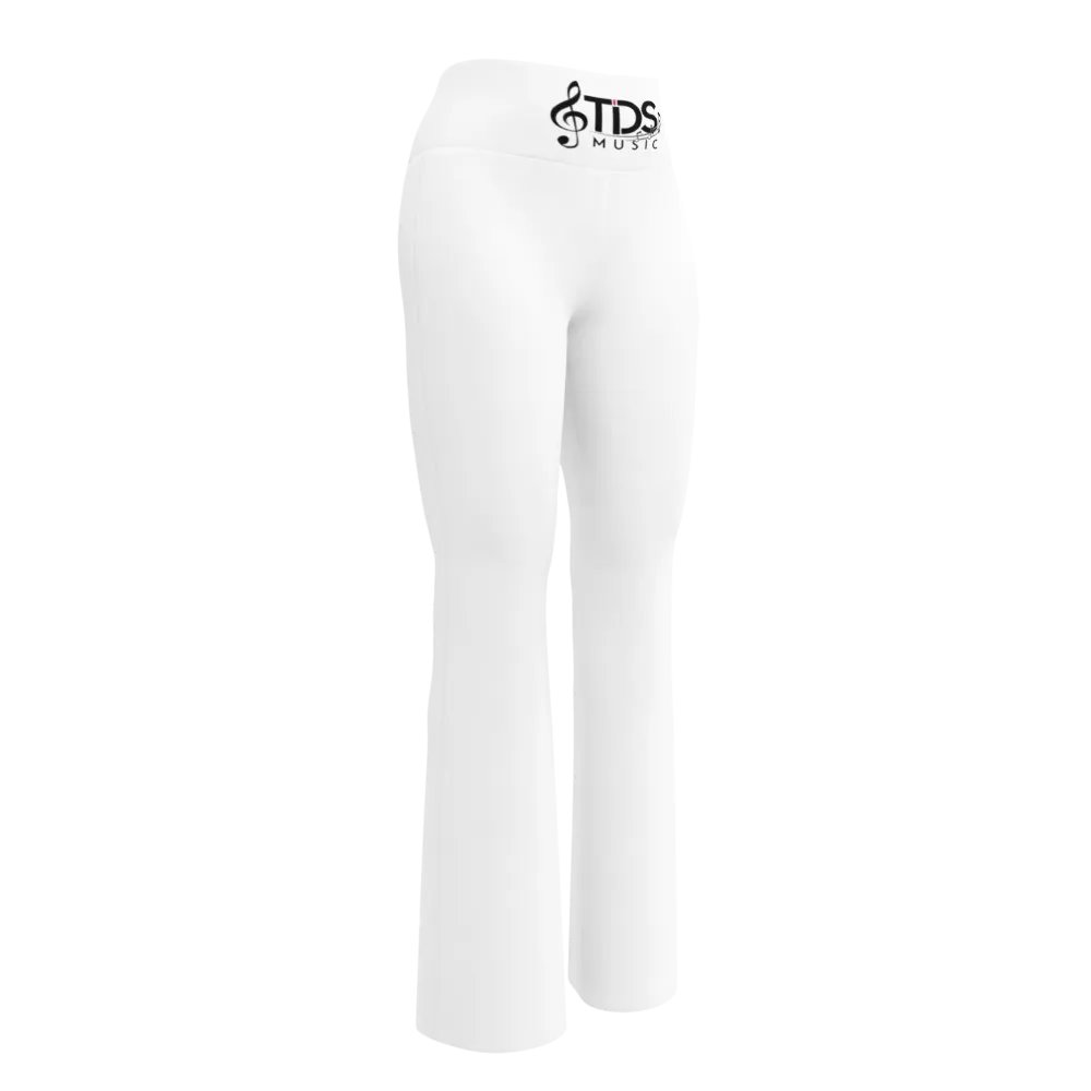 TDS Music Women's High-Waisted Flare Leggings with UPF 50+ and Recycled Fabric - White product image (3)