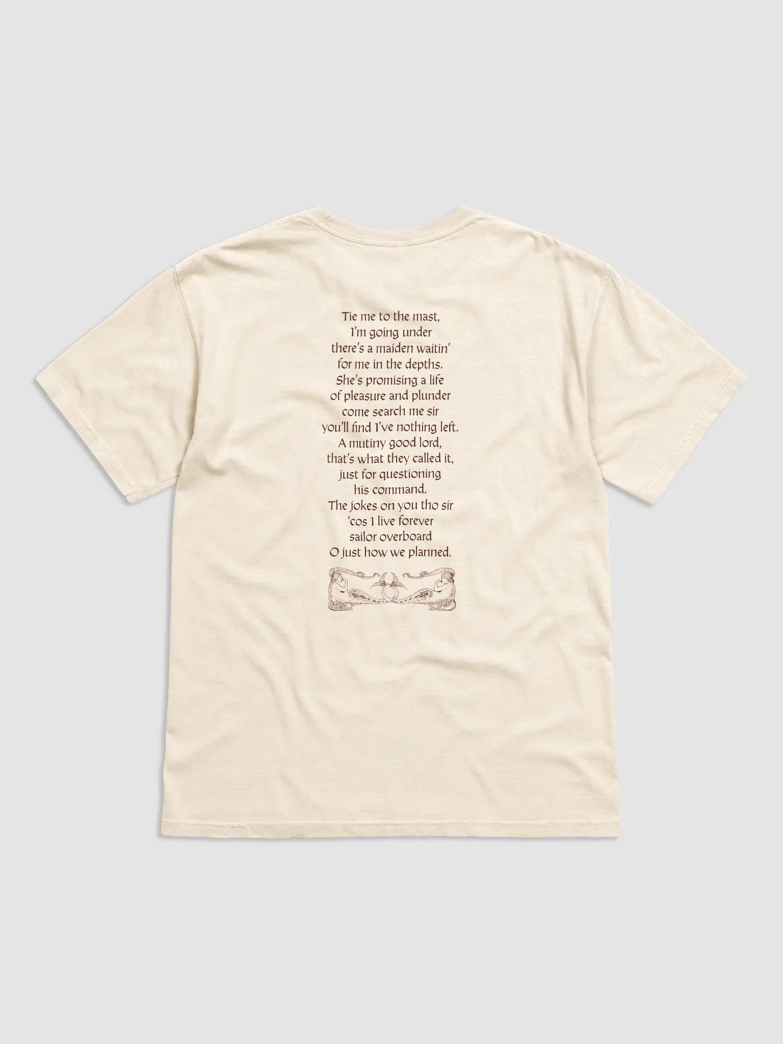 'Syrena' Official Merch T shirt (verse lyrics version) (light colours) product image (1)