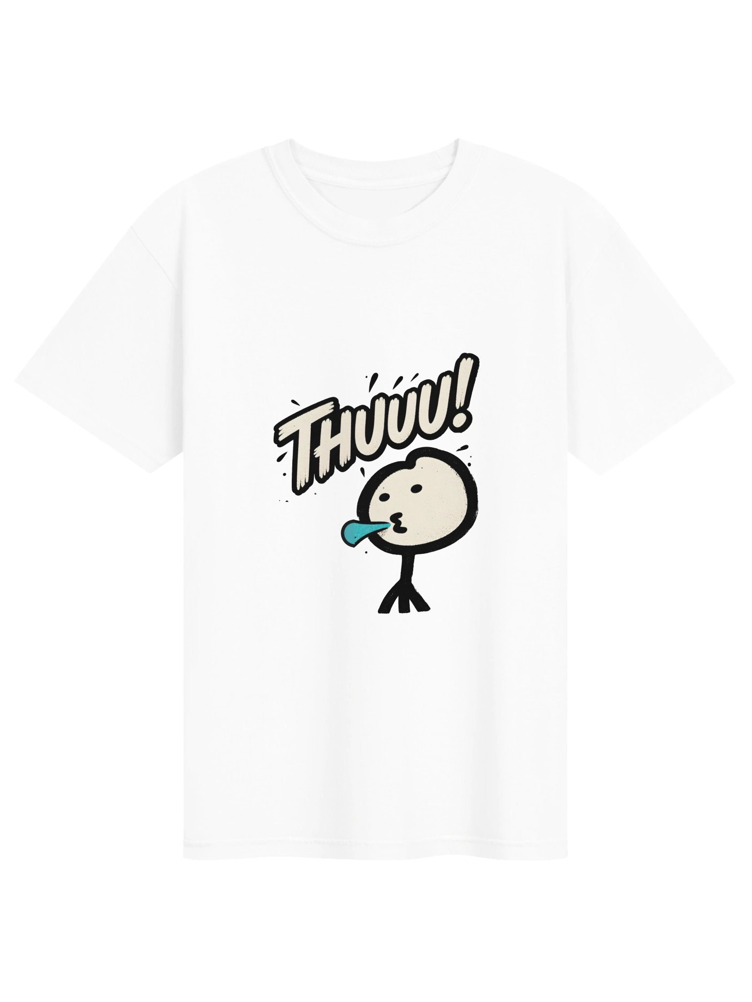 Thuuu Printed Unisex T-Shirt in White | Funny Cartoon Spit Graphic Tee product image (1)