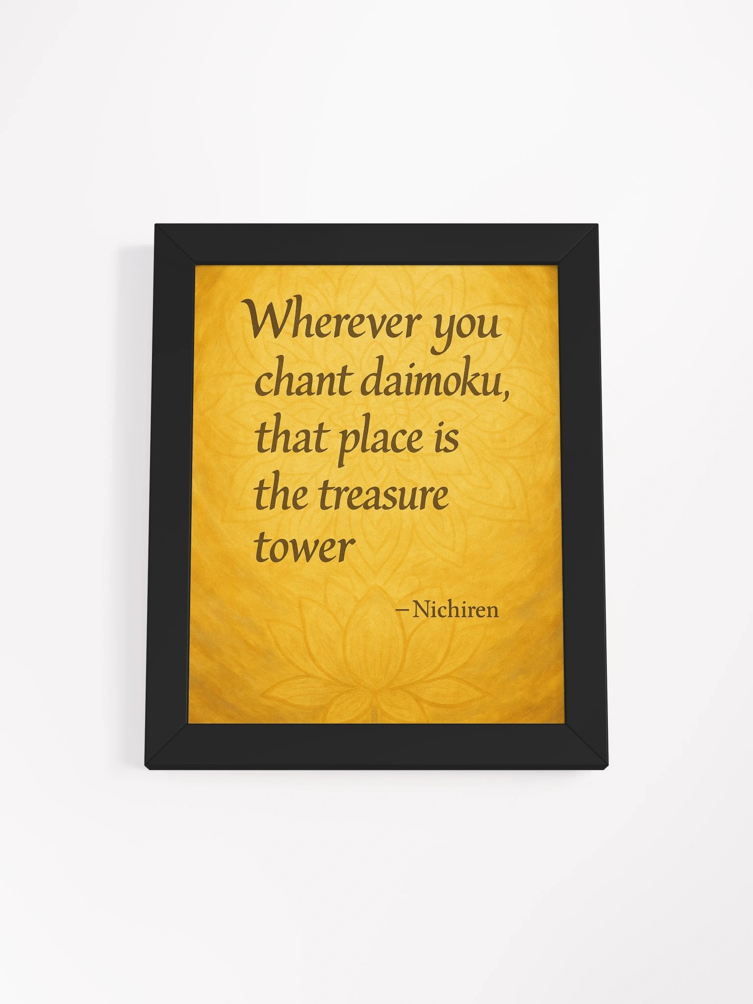 Treasure Tower Daimoku Quote – Nichiren Buddhism Framed Poster (Eco Wood Frame, Matte Finish) product image (1)