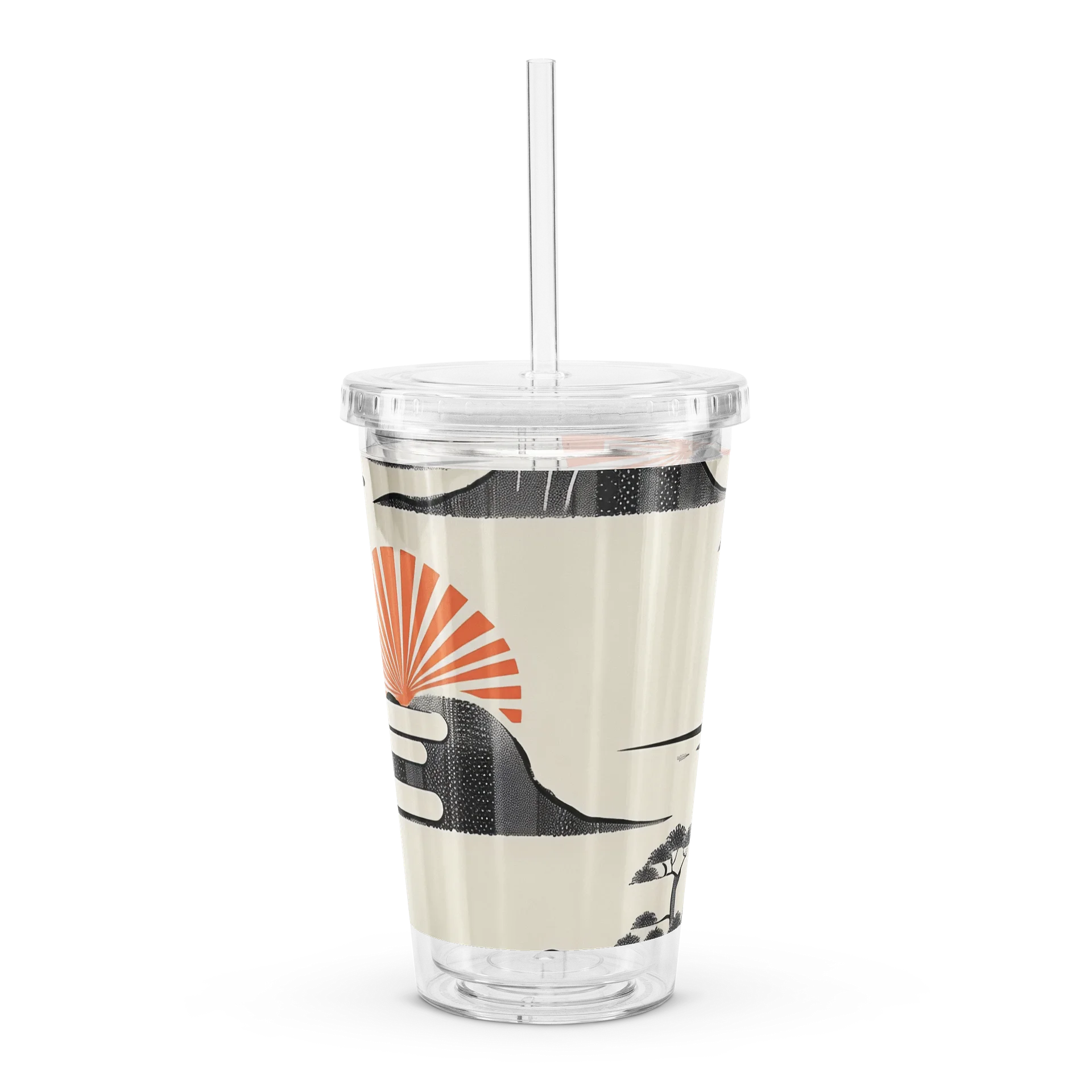Japanese Sumi-e Landscape Acrylic Tumbler | Rising Sun Minimalist Art Cup product image (7)