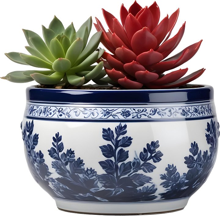 Chinese New Year – Porcelain Pot with Chinese Blue and White Design PNG product image (1)