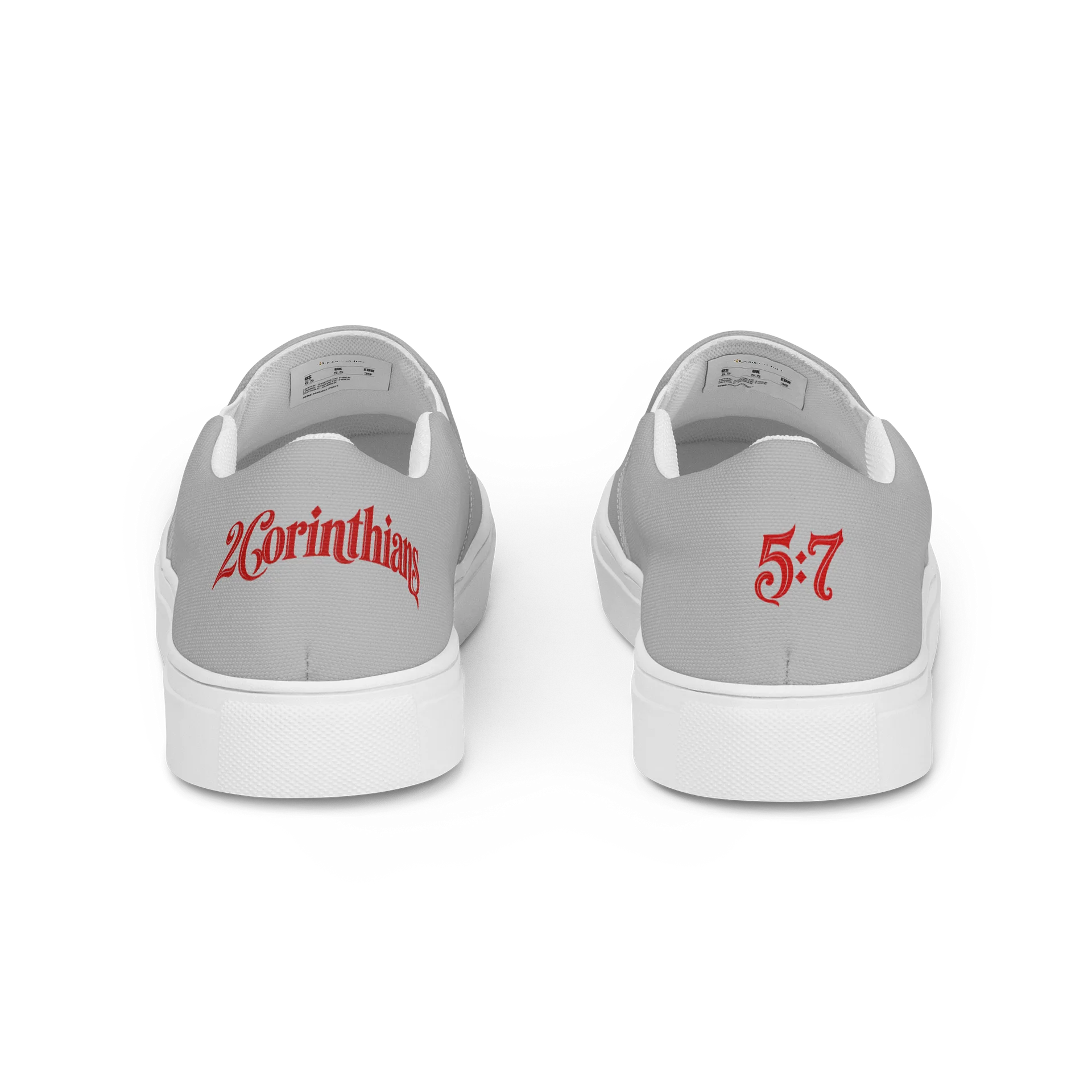 Walk by Faith Men’s Slip-On Canvas Shoes – Gray & Red product image (4)