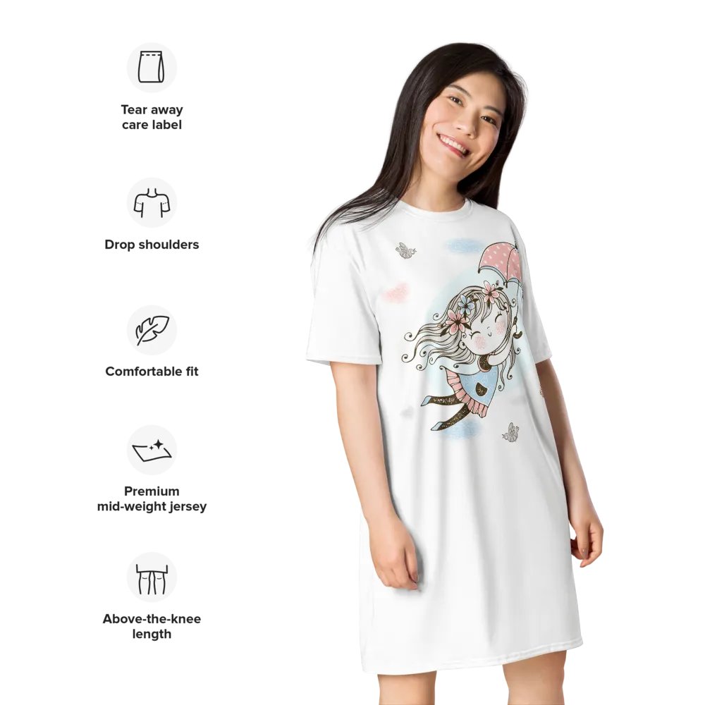 'Fly Away Girlie' White T-Shirt Dress product image (7)