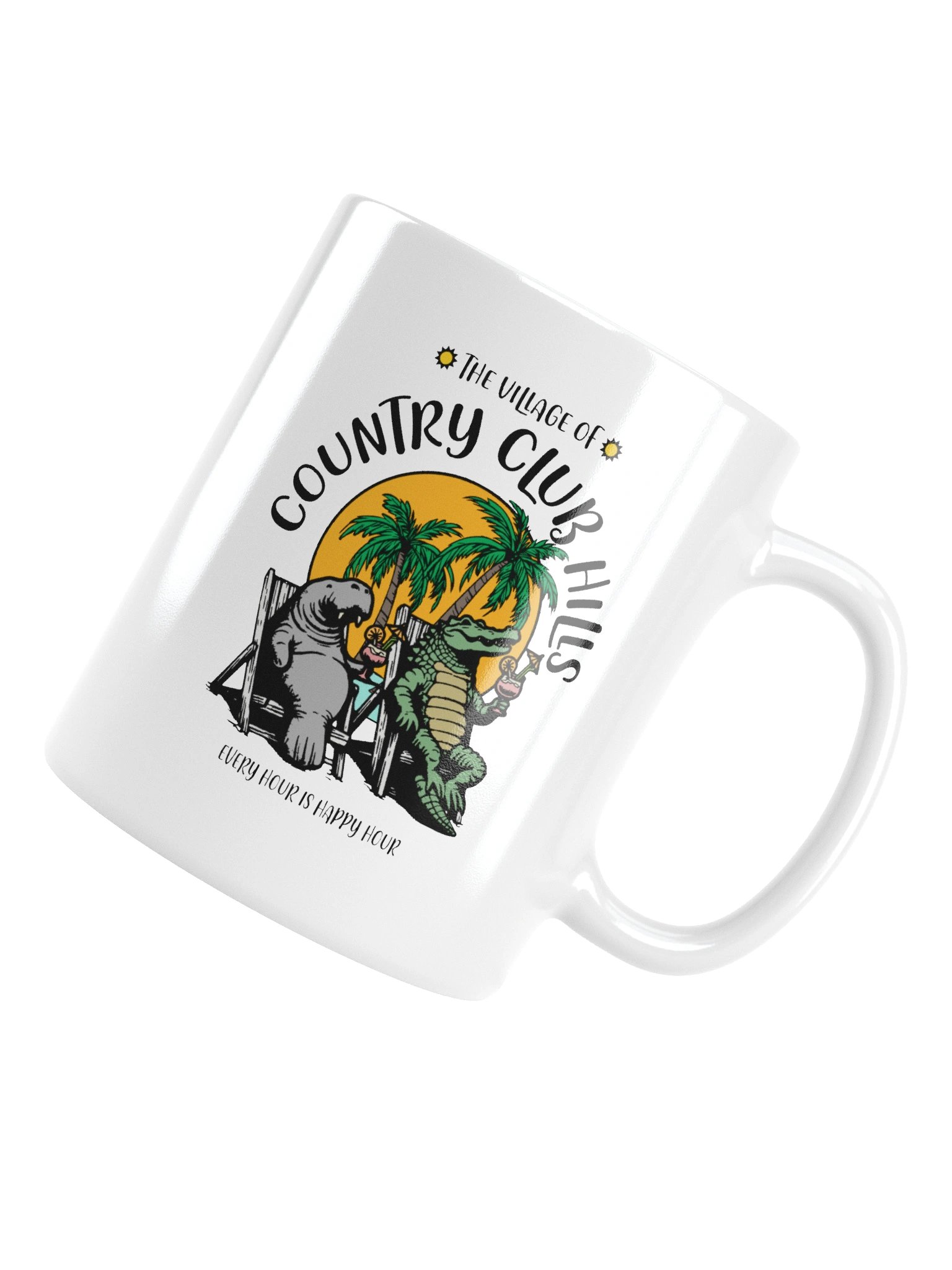 The Village of Country Club Hills TV Florida USA Fun Manatee Alligator Design Coffee Mug product image (13)