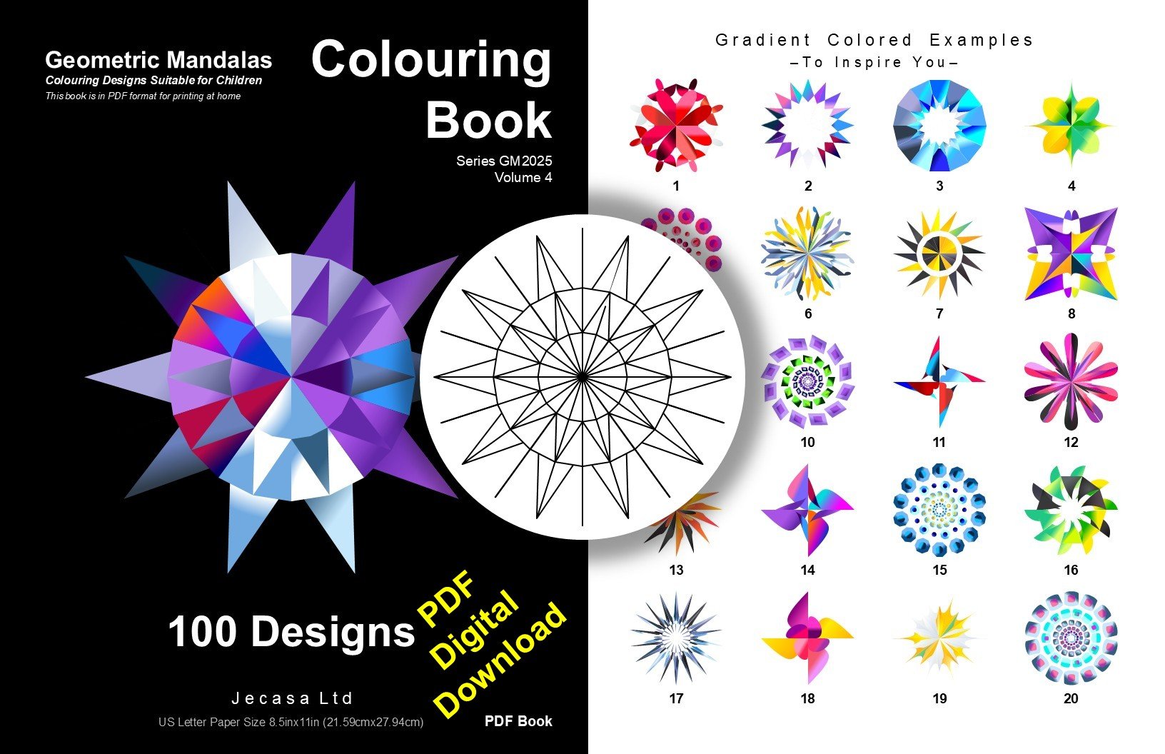 100 Geometric Mandala Coloring Pages | PDF | Digital File | Series GM2025 Vol. 4 product image (1)