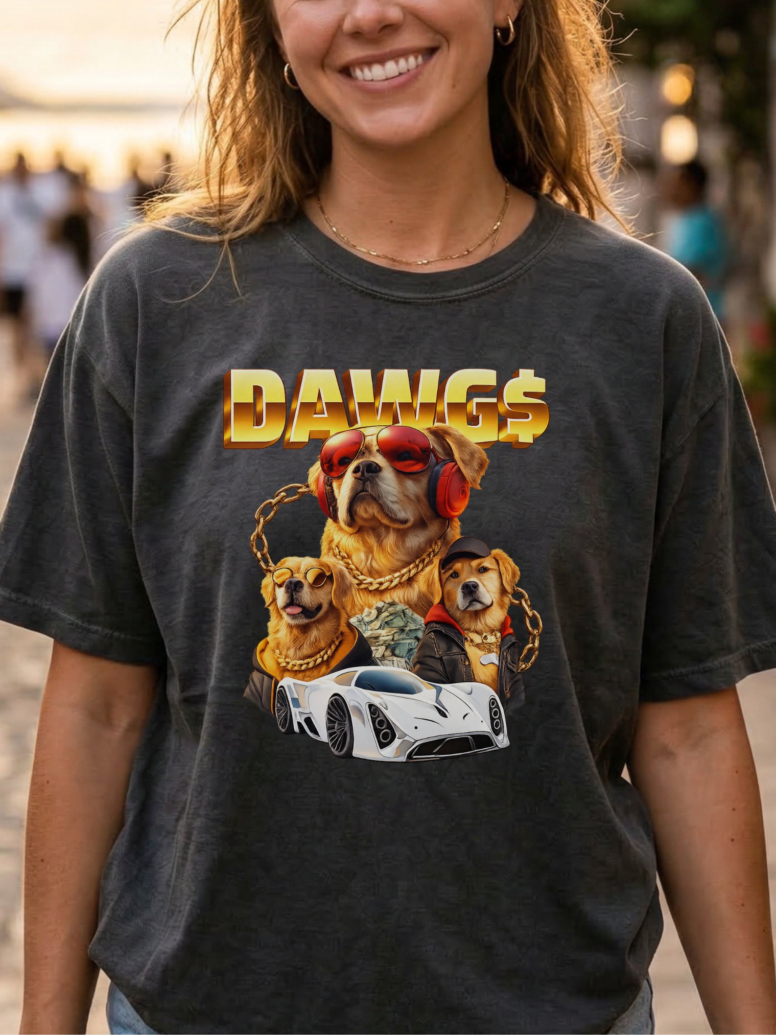 Golden Retriever Dawg$ Shirt – Funny Rich Dog Streetwear Comfort Colors T-Shirt product image (2)