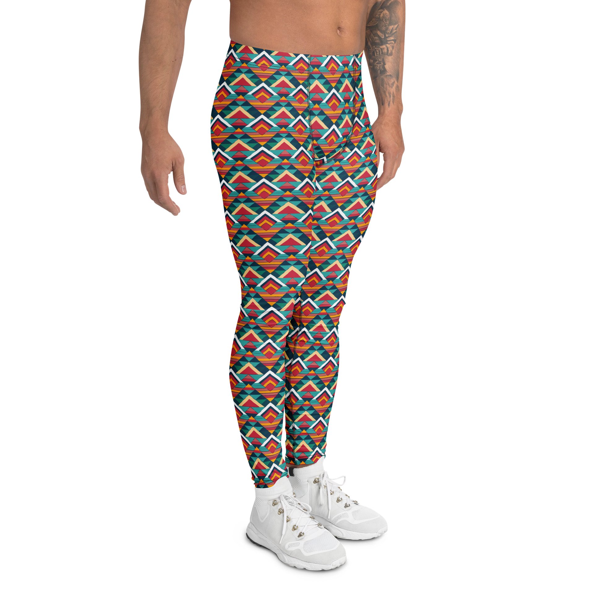 Colorful Geometric Diamond Triangle Men's Leggings product image (3)