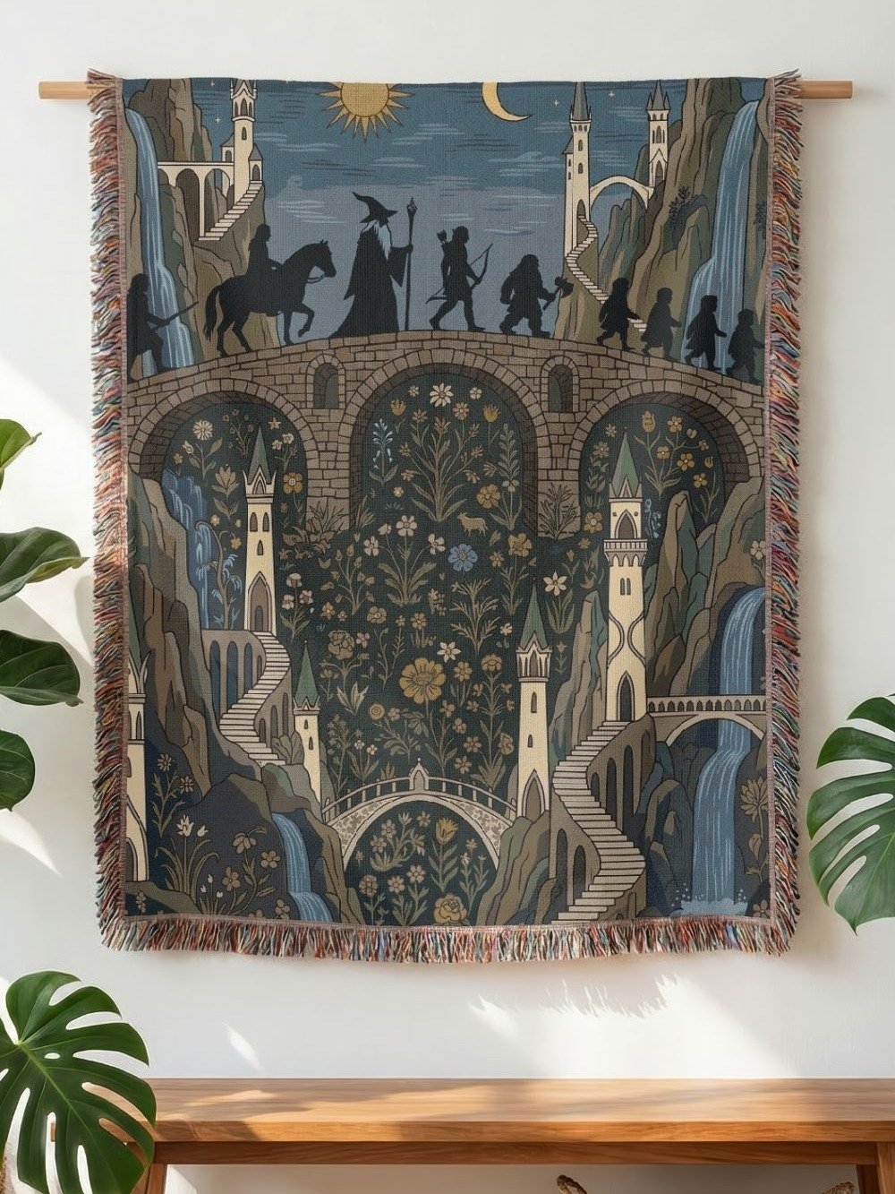Lotr Fellowship Journey Woven Blanket — Wizard & Travelers Bridge Tapestry product image (5)