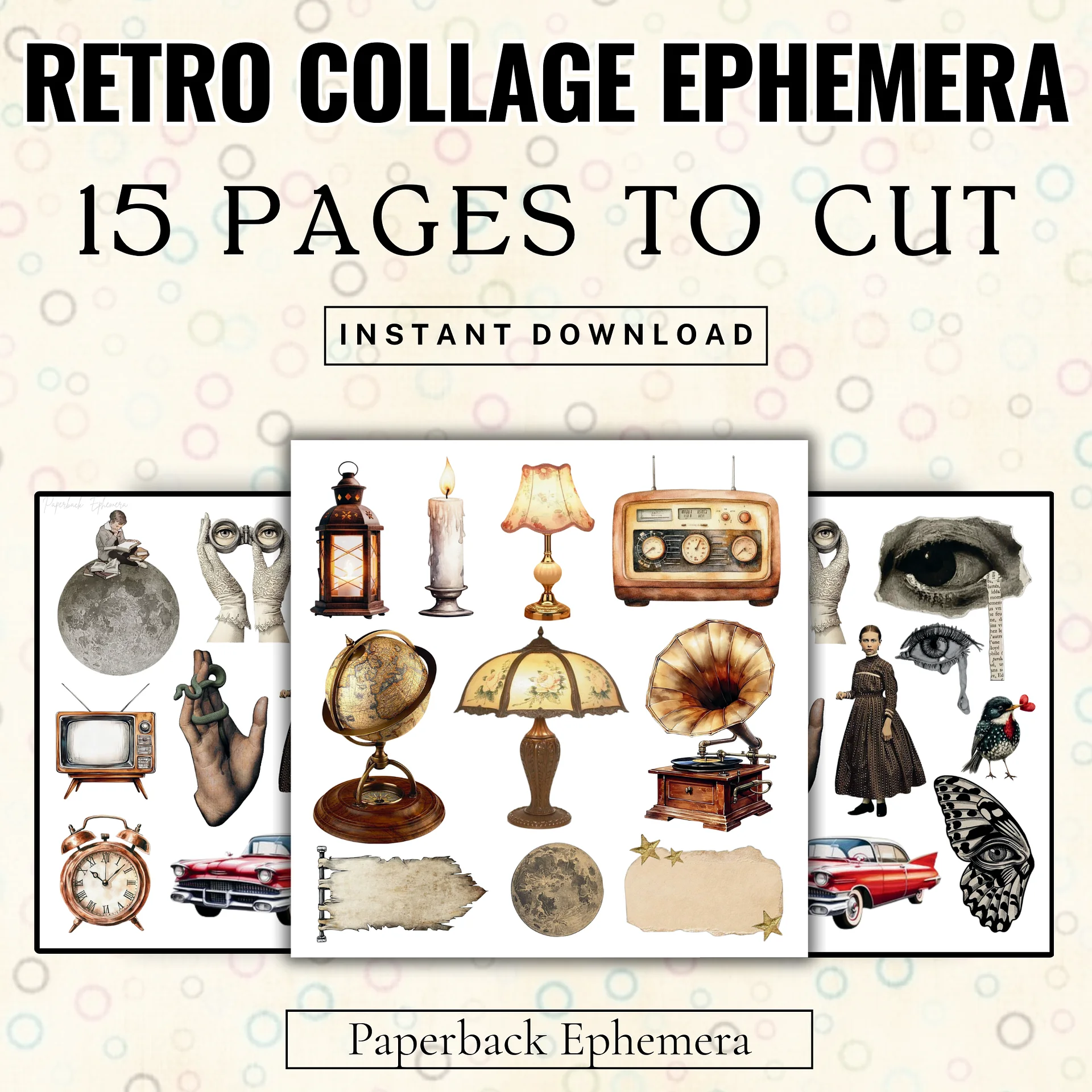 Retro Collage Ephemera Printable – 15 Vintage 1950s & 1960s Pages for Junk Journals, Scrapbooking and Mixed Media | Digital Download product image (3)