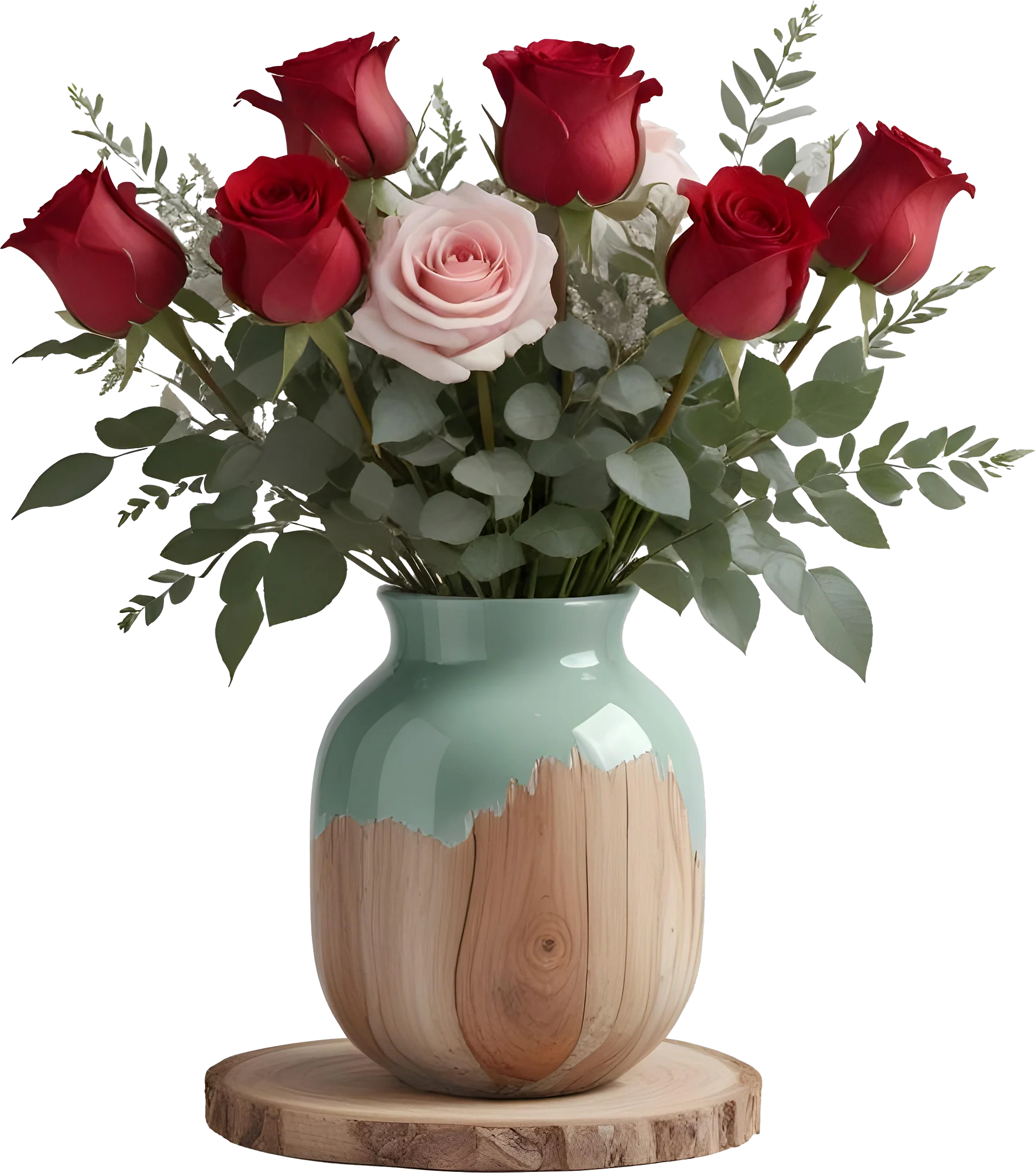 Rustic Vase with roses, png product image (1)