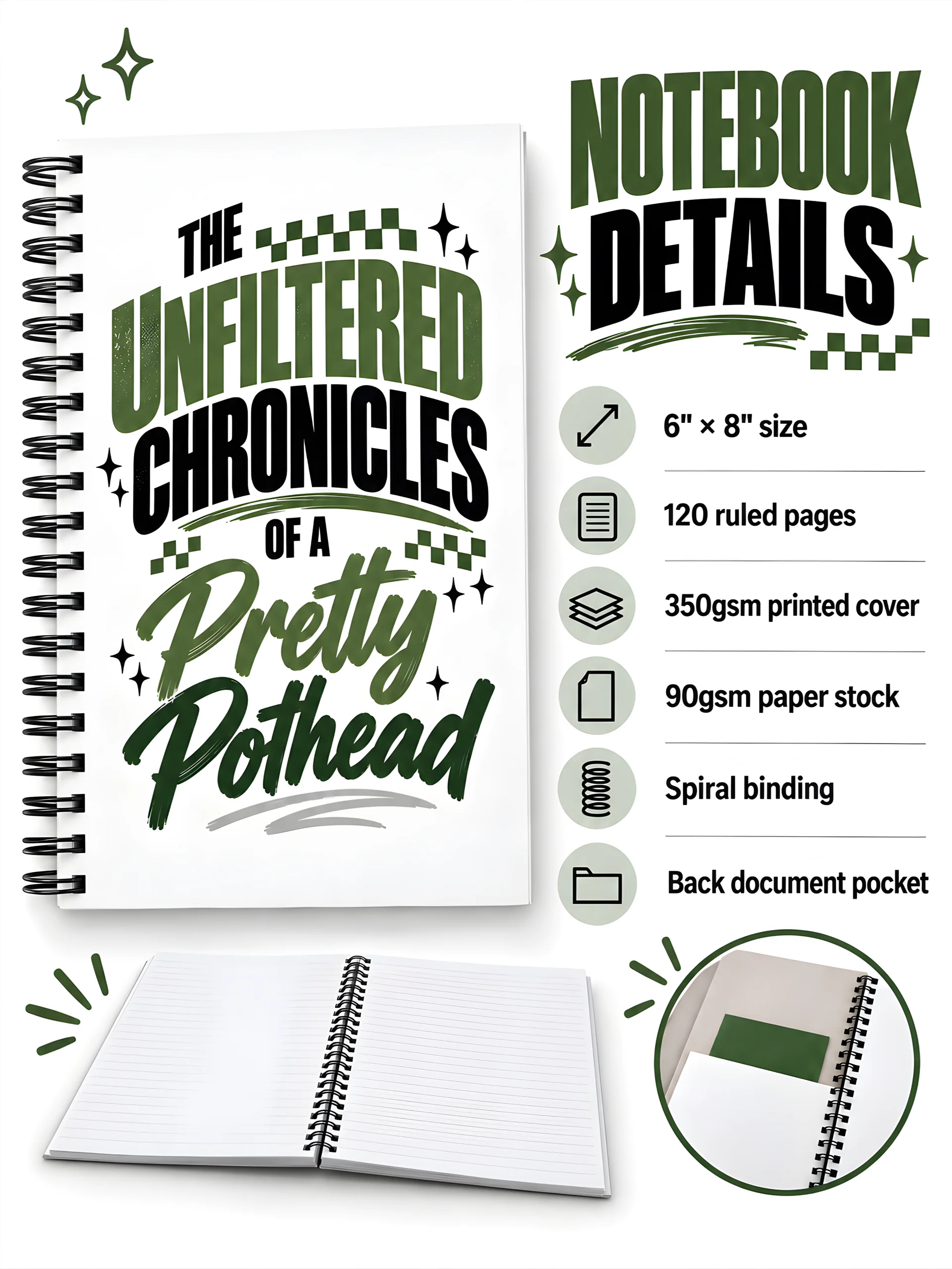 The Unfiltered Chronicles of a Pretty Pothead | Hardcover Journal product image (2)
