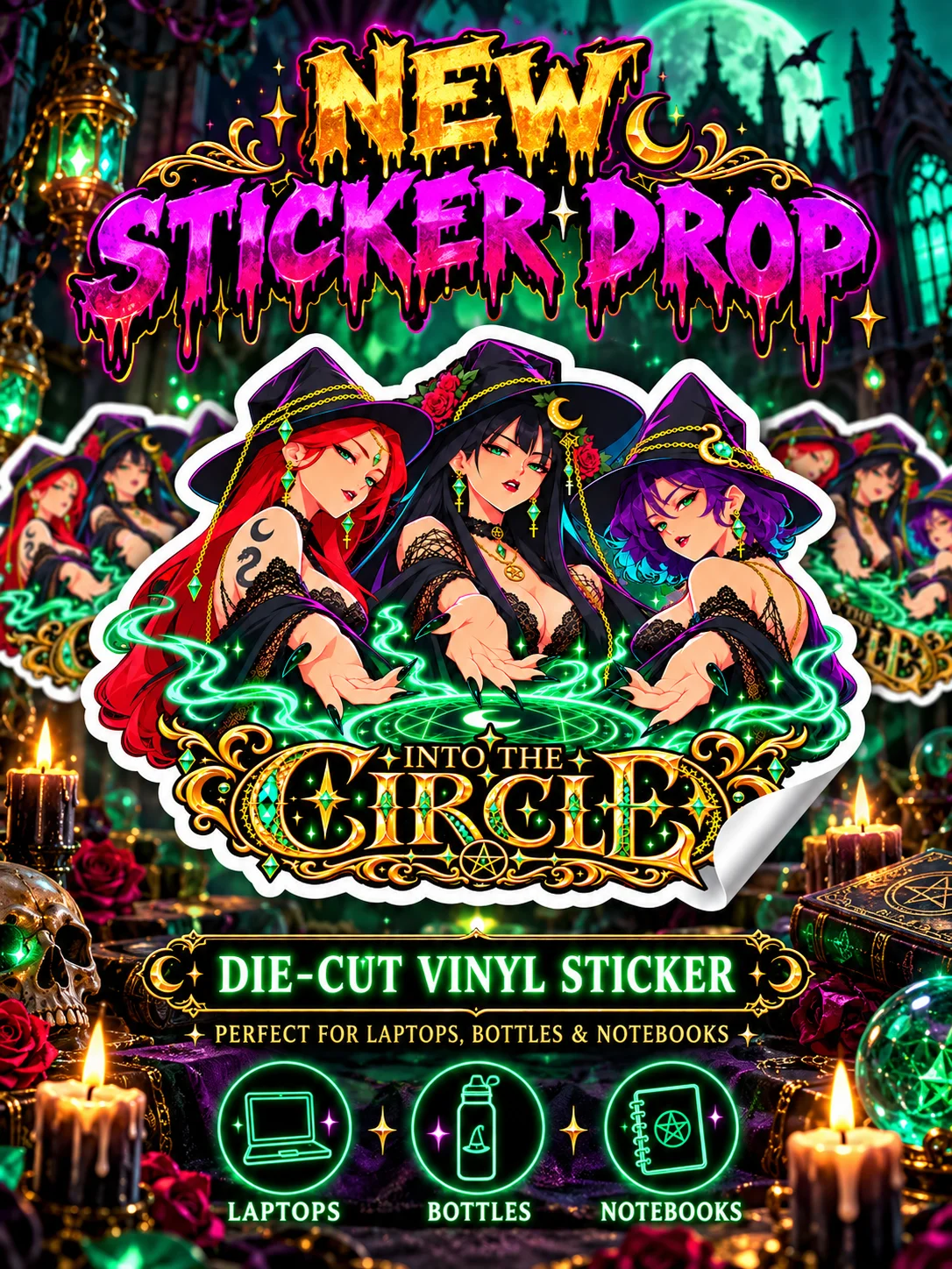 Into the Circle 🔮 | Witch Coven Die-Cut Sticker product image (1)