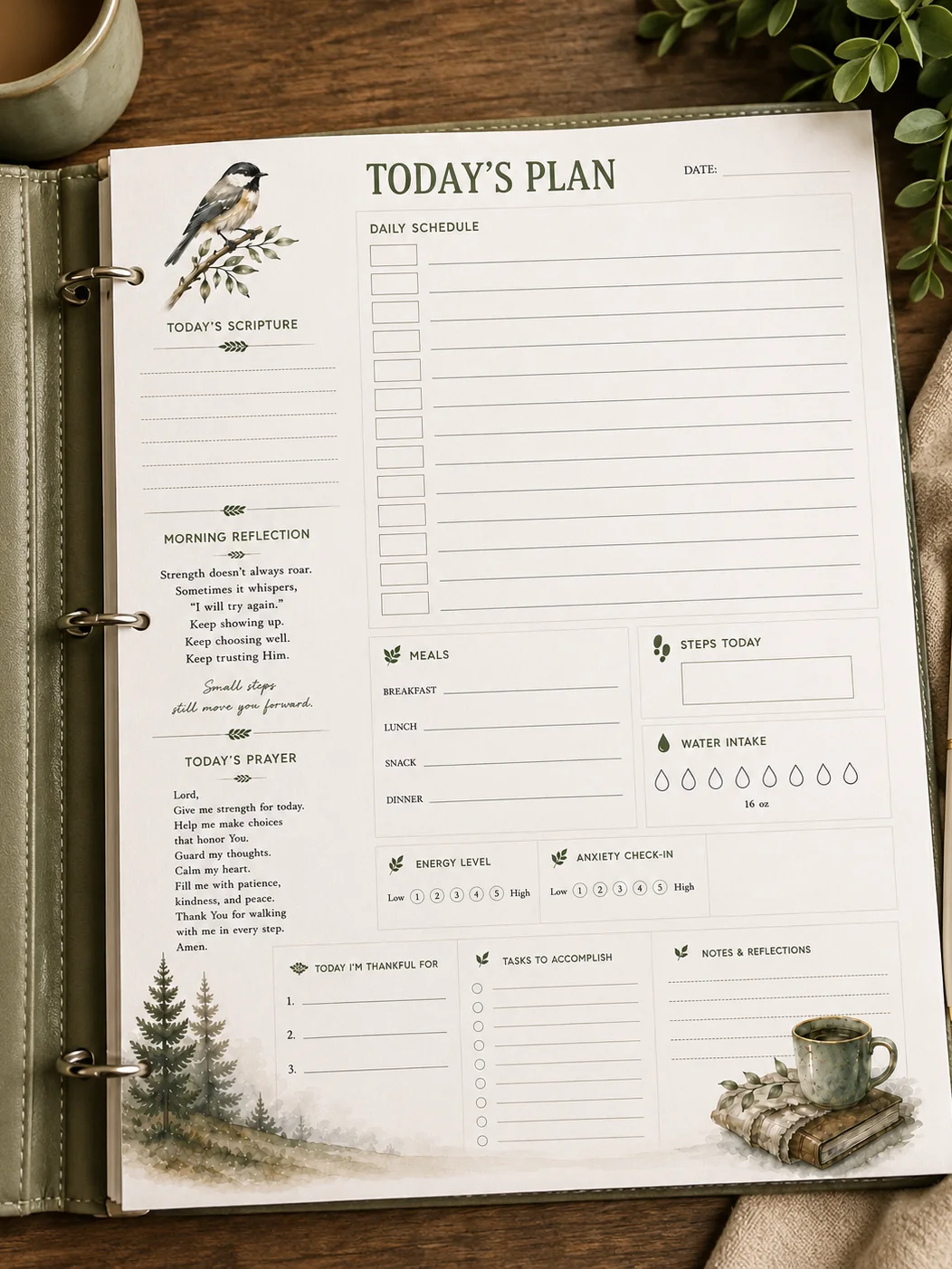 Todays Plan Daily Planner Page Digital Download Faith based product image (1)