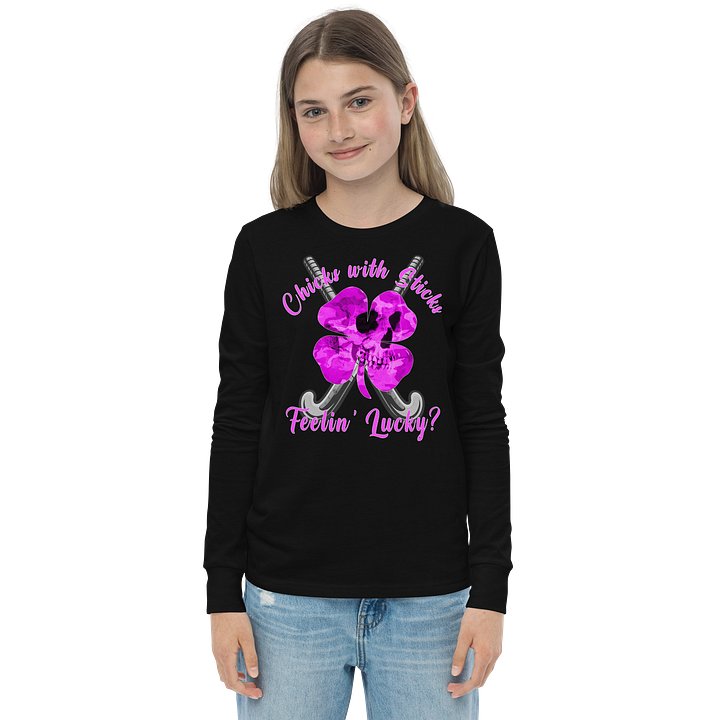 Chicks with Sticks - Feeling Lucky - Youth Long Sleeve Tee product image (7)