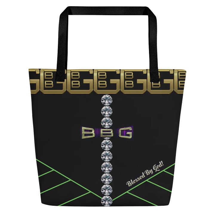 Black and Green Geometric with Diamonds BBG Tote Bag with Pocket product image (1)
