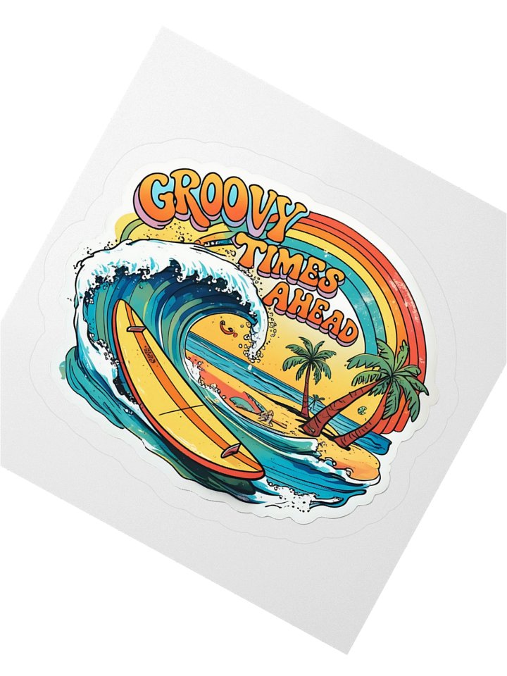 Retro Vibes Ocean Wave Sticker product image (2)