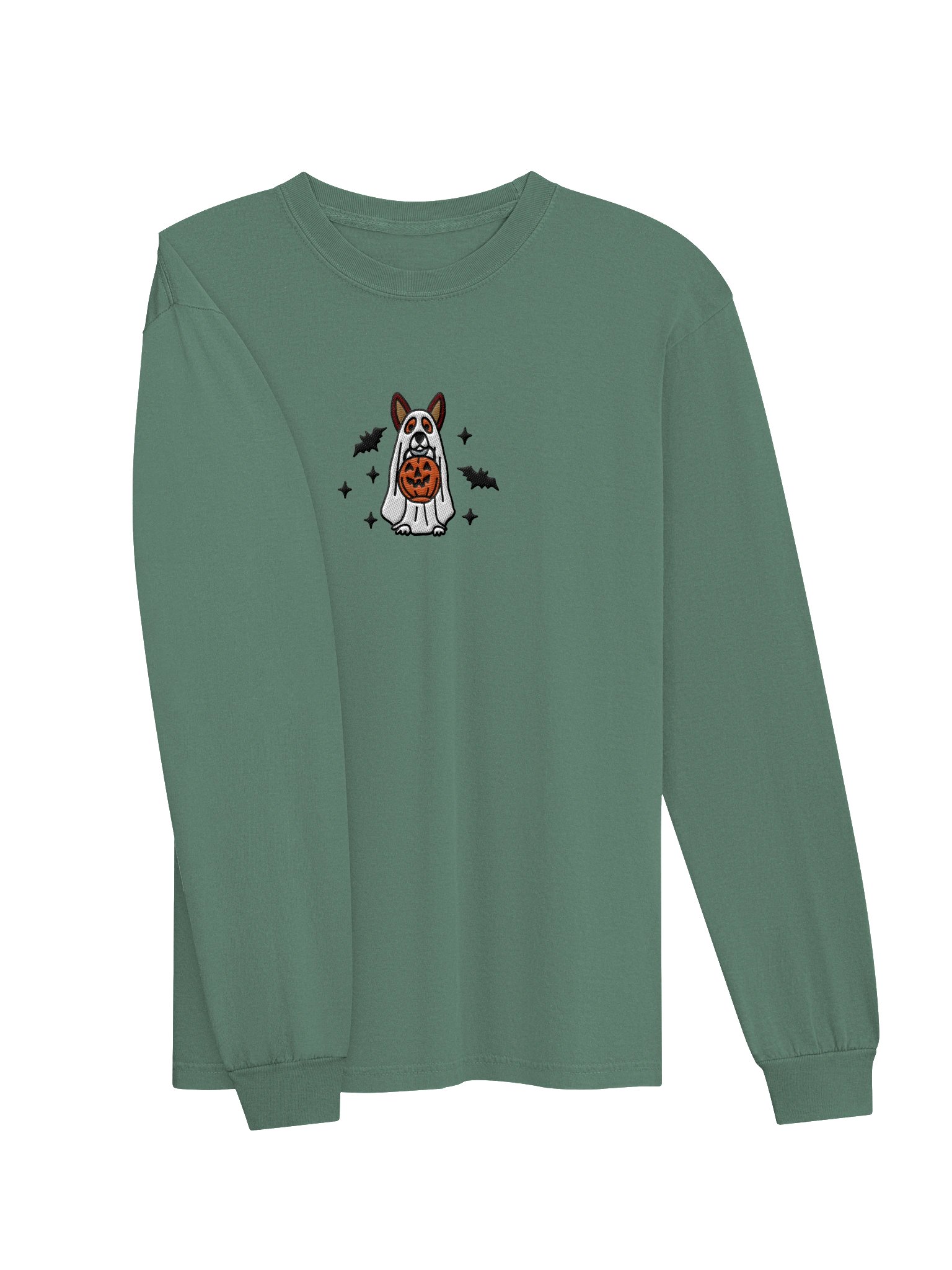 Halloween Pembroke Welsh Corgi(Sable) Embroidered Long-sleeved T-Shirt product image (6)