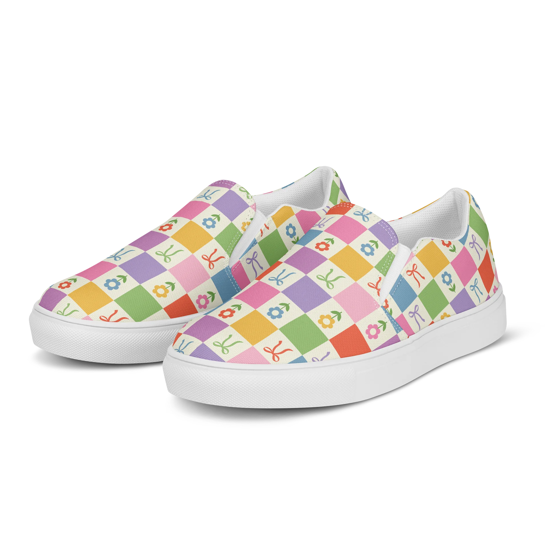 Floral Checkered Slip-On Shoes product image (3)