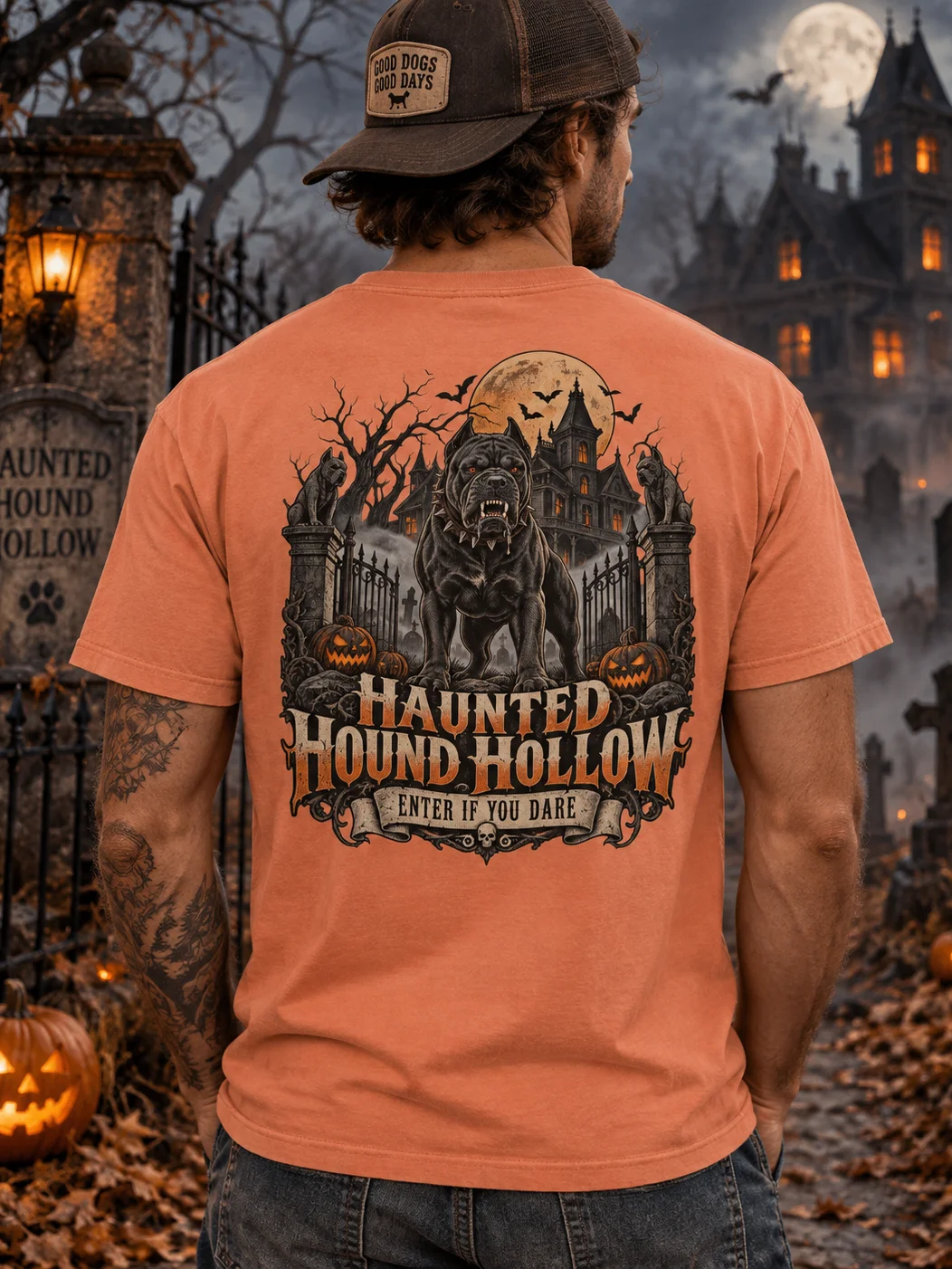 Haunted Hound Hollow Halloween Tee product image (49)