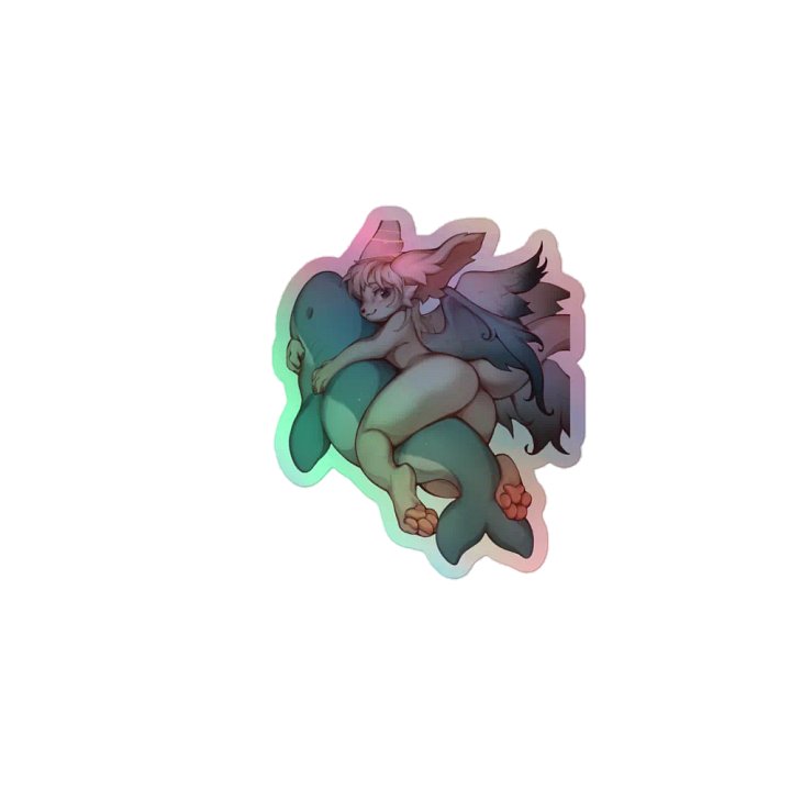 Blue Shark Angel Holographic Sticker product image (1)
