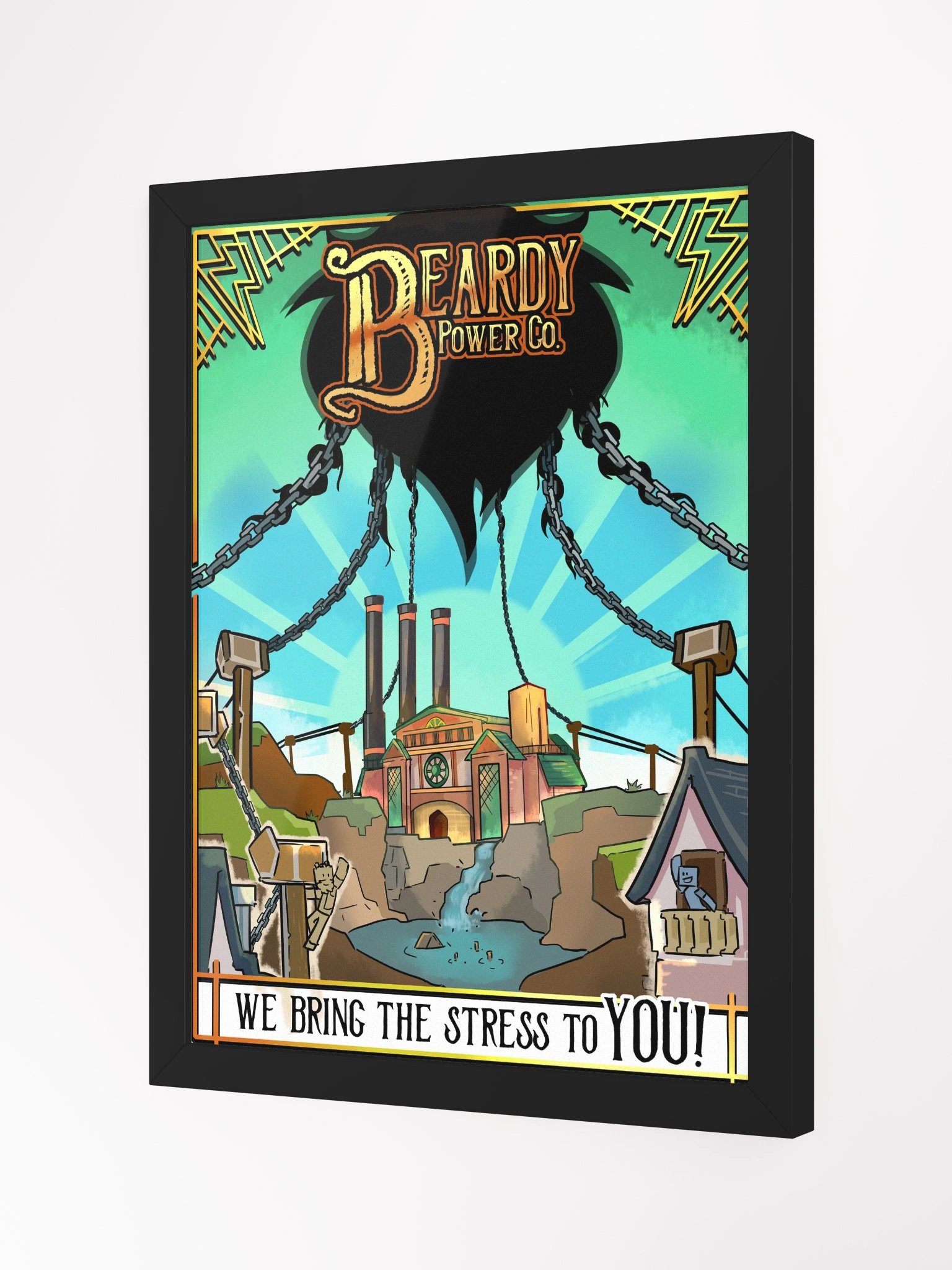 'We bring the stress to YOU' framed print (Blue) product image (3)