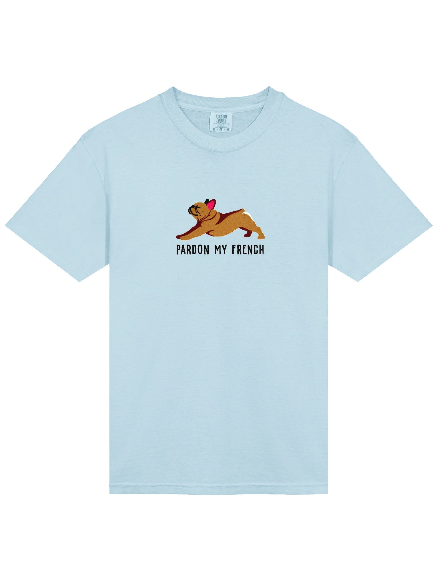 Pardon My French T-Shirt(Embroidered) of a French Bulldog(Tan) product image (6)