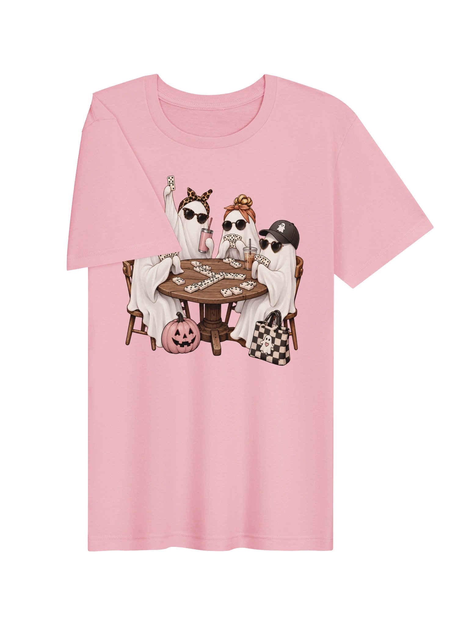 Ghost Girls Domino Night T-Shirt | Cute Halloween Domino Shirt product image (23)