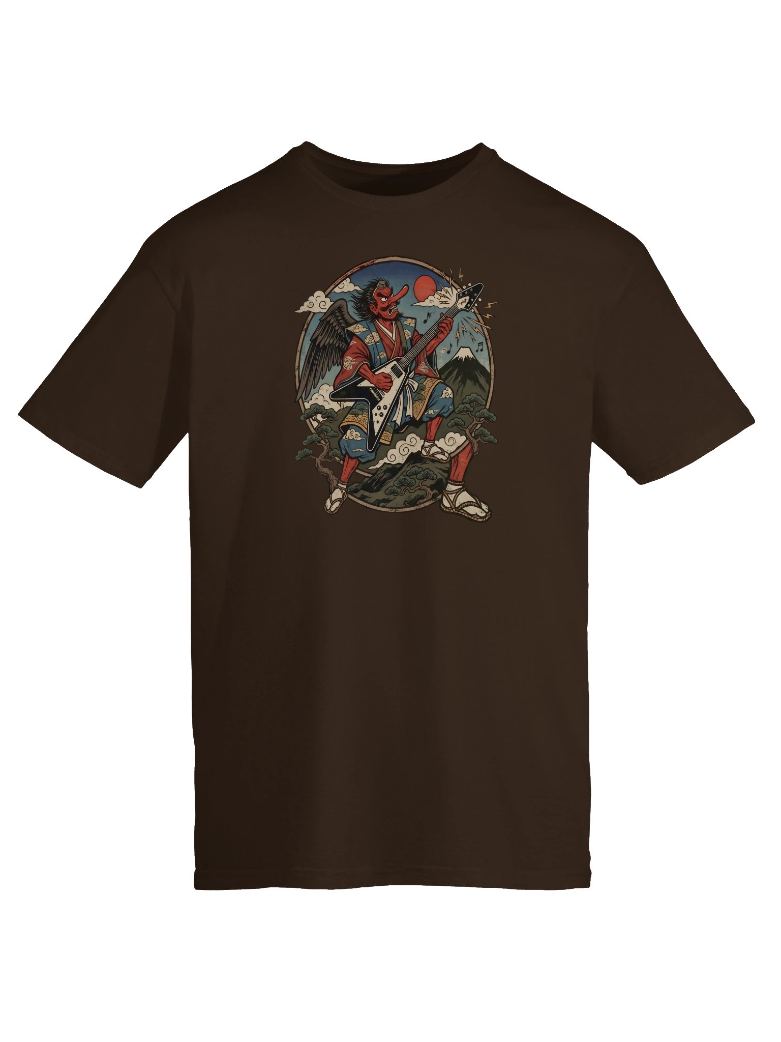Tengu Shredder Guitar T-Shirt — Japanese Mythology Guitarist Tee | Rock Music Spirit Demon Shirt product image (6)