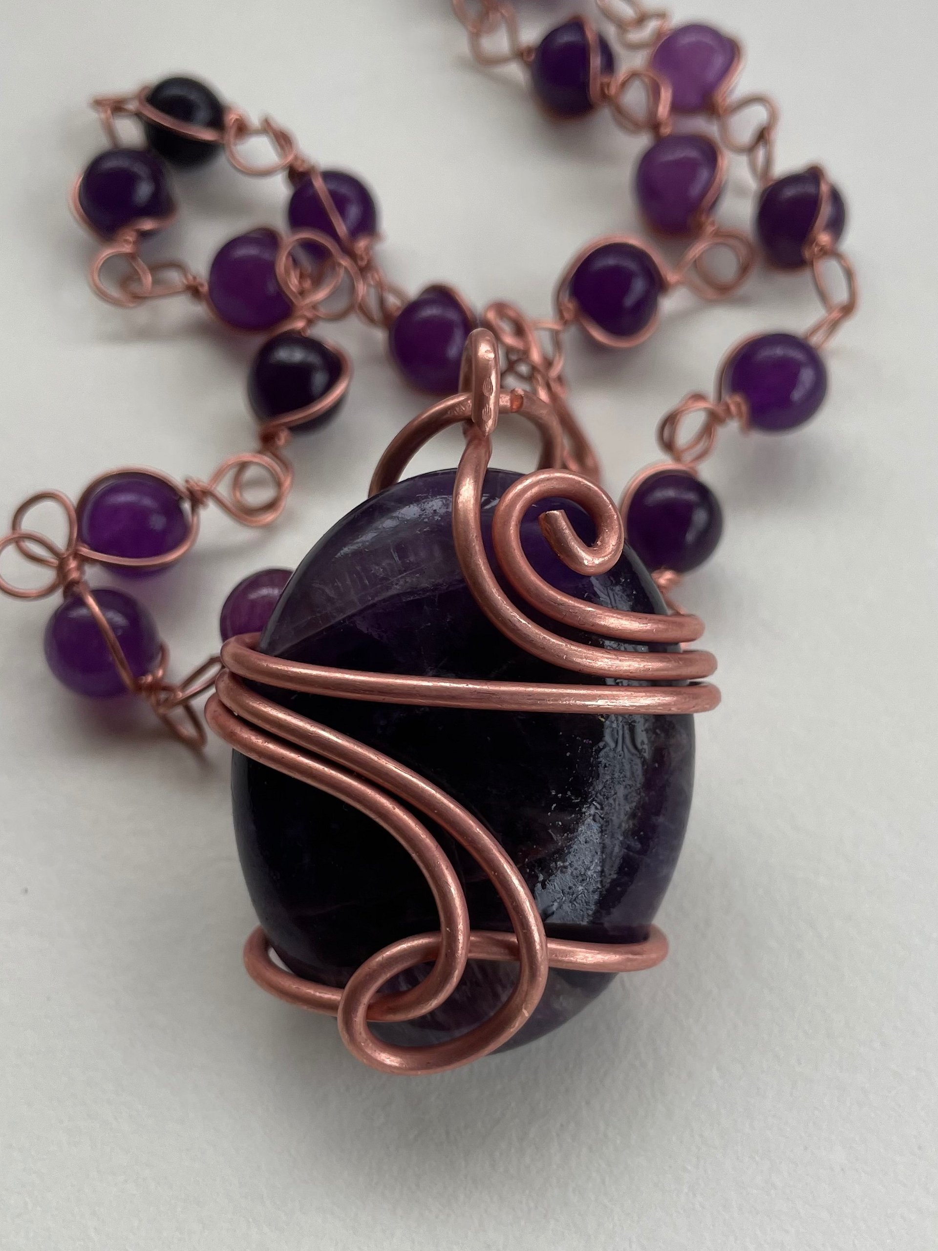 Handcrafted Amethyst Copper Wire-Wrapped Statement Necklace product image (4)