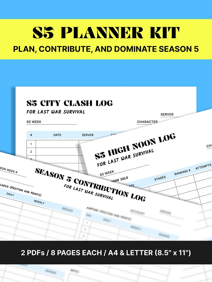Season 5 Printable Planner Kit for Last War Survival product image (1)