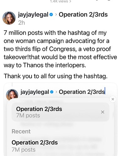 Thank you to the 7Million people who have adopted and used my hashtag “Operation 2/3rds” - my one woman campaign to advocate ...