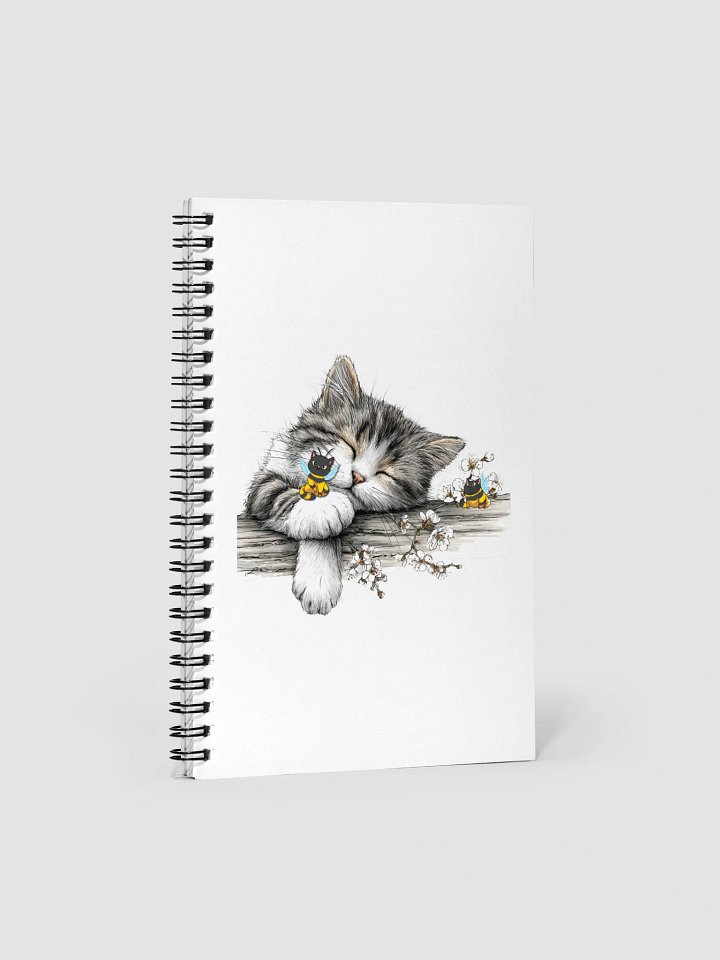 Sleepy Kitten & Bees Spiral Notebook product image (1)