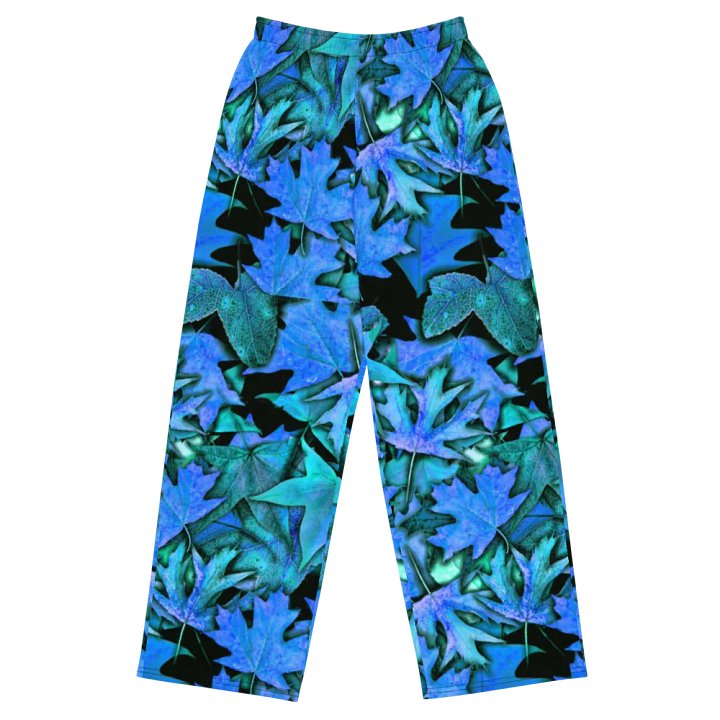 Blue Fall Leaves Wideleg Pants product image (2)