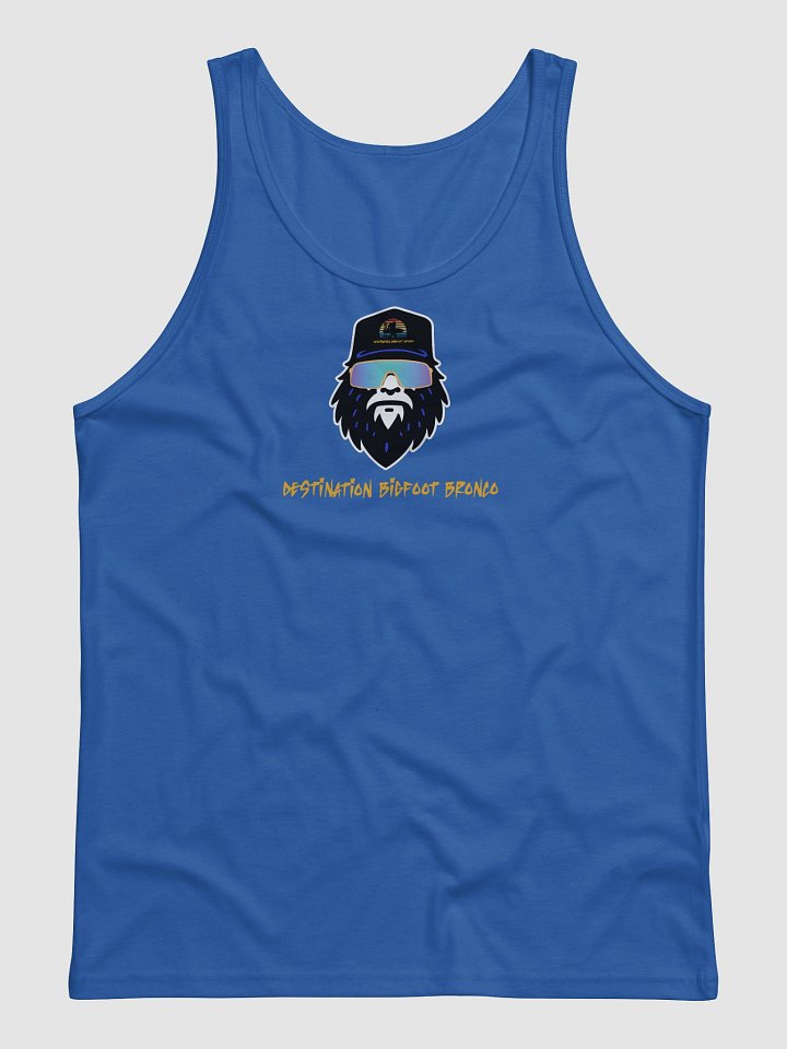 Destination Bigfoot Bronco Synthwave Bella+Canvas Jersey Tank (Blue) product image (1)