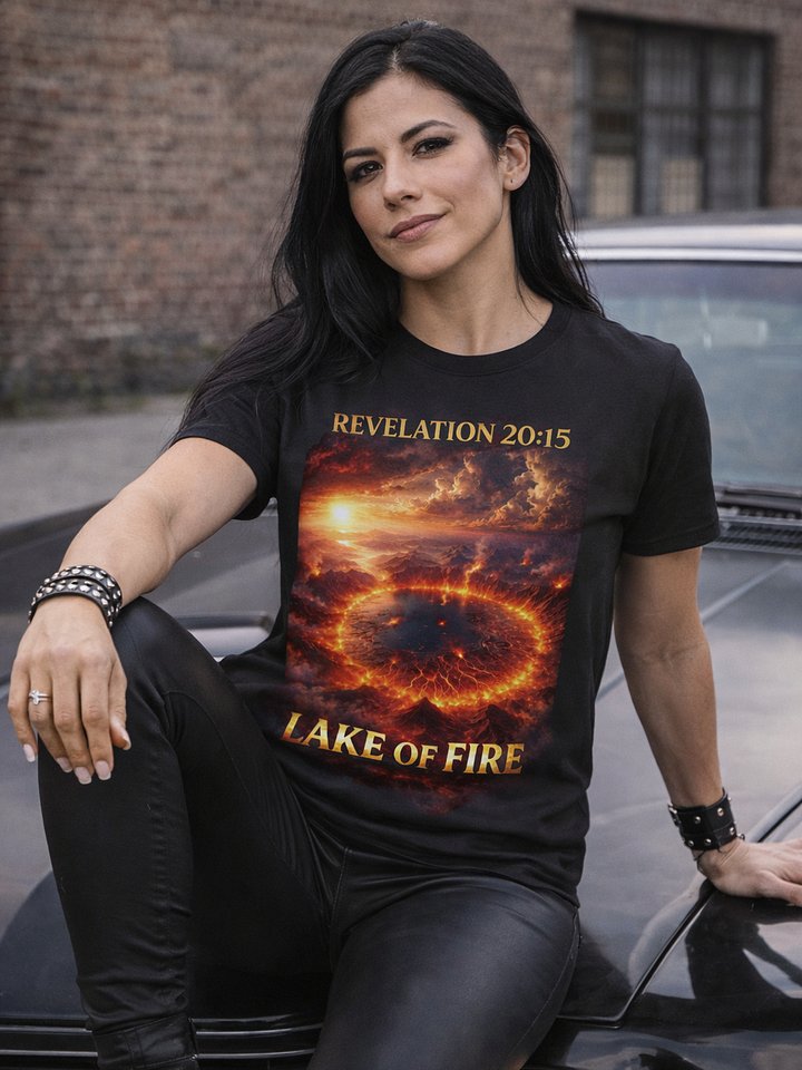 Book of Revelation Tee, Revelation Bible Verse Lake of Fire Prophetic Hell T-Shirt product image (2)