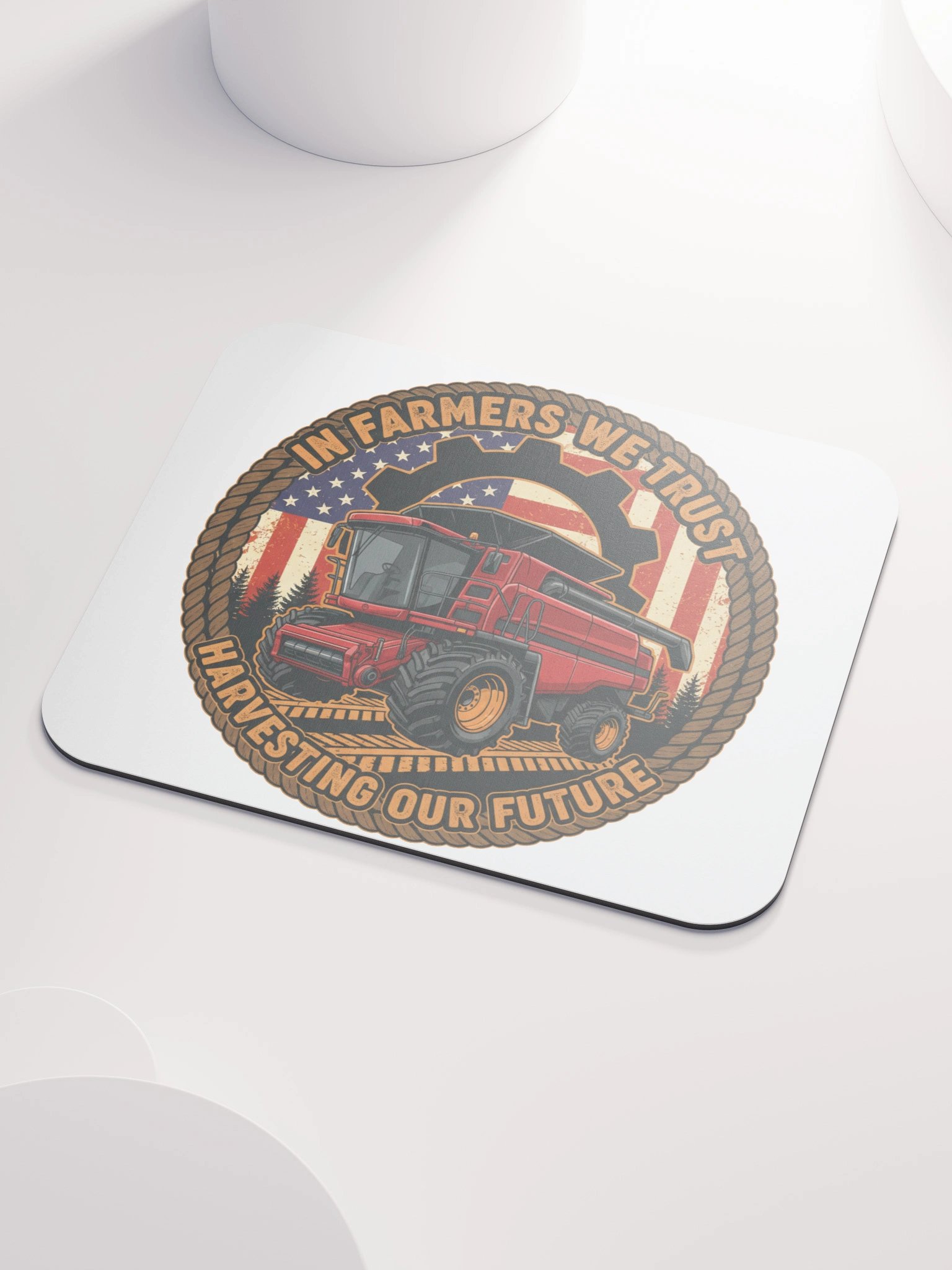 In Farmers We Trust Harvester Emblem Mouse Pad product image (3)