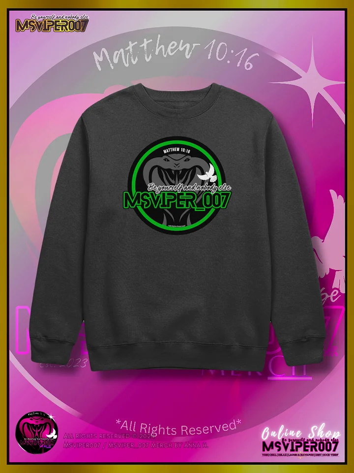Sweatshirt - "MsViper_007™ Brand Classic" [green/blk emblem] - Streetwear/Cozy Sweatshirt By Anna H. product image (1)