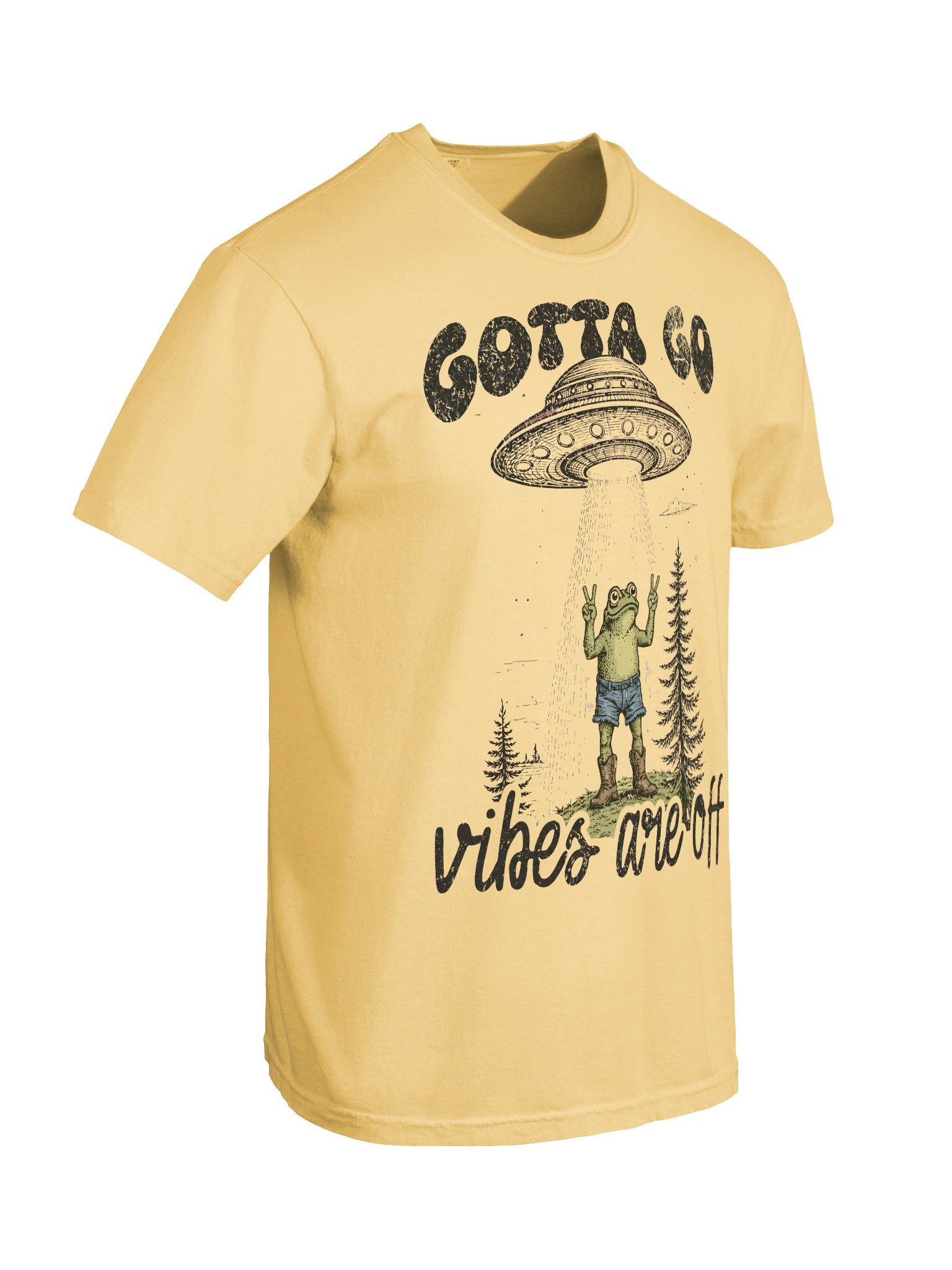 Frog UFO Graphic Tee, Comfort Colors Alien Abduction Shirt, Funny Retro Space T-Shirt, Vibes Are Off Tee, Unisex product image (65)