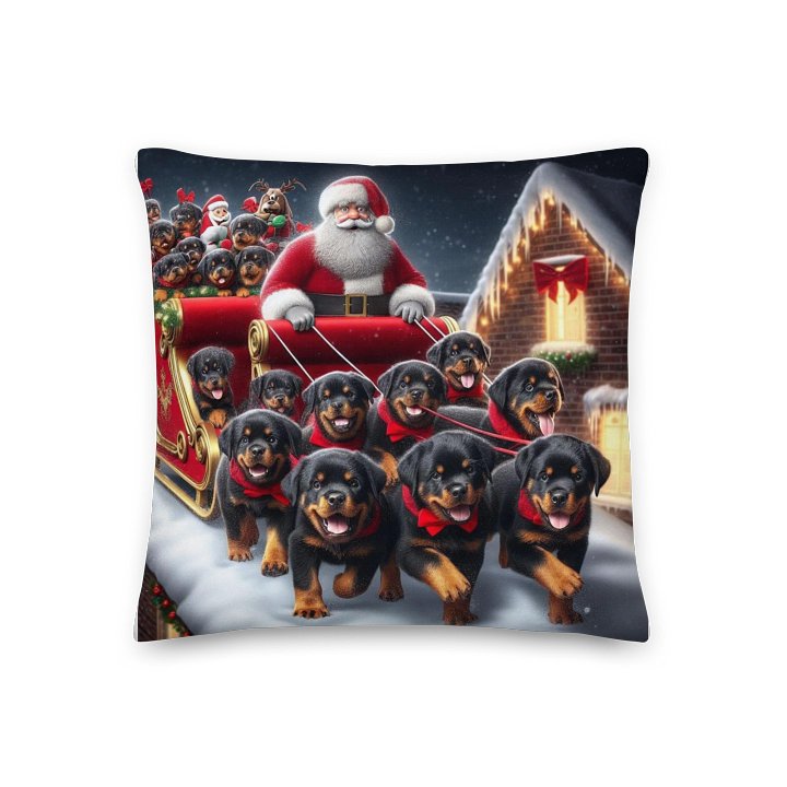Santa's Rottweiler Sleigh All-Over Pillow product image (3)
